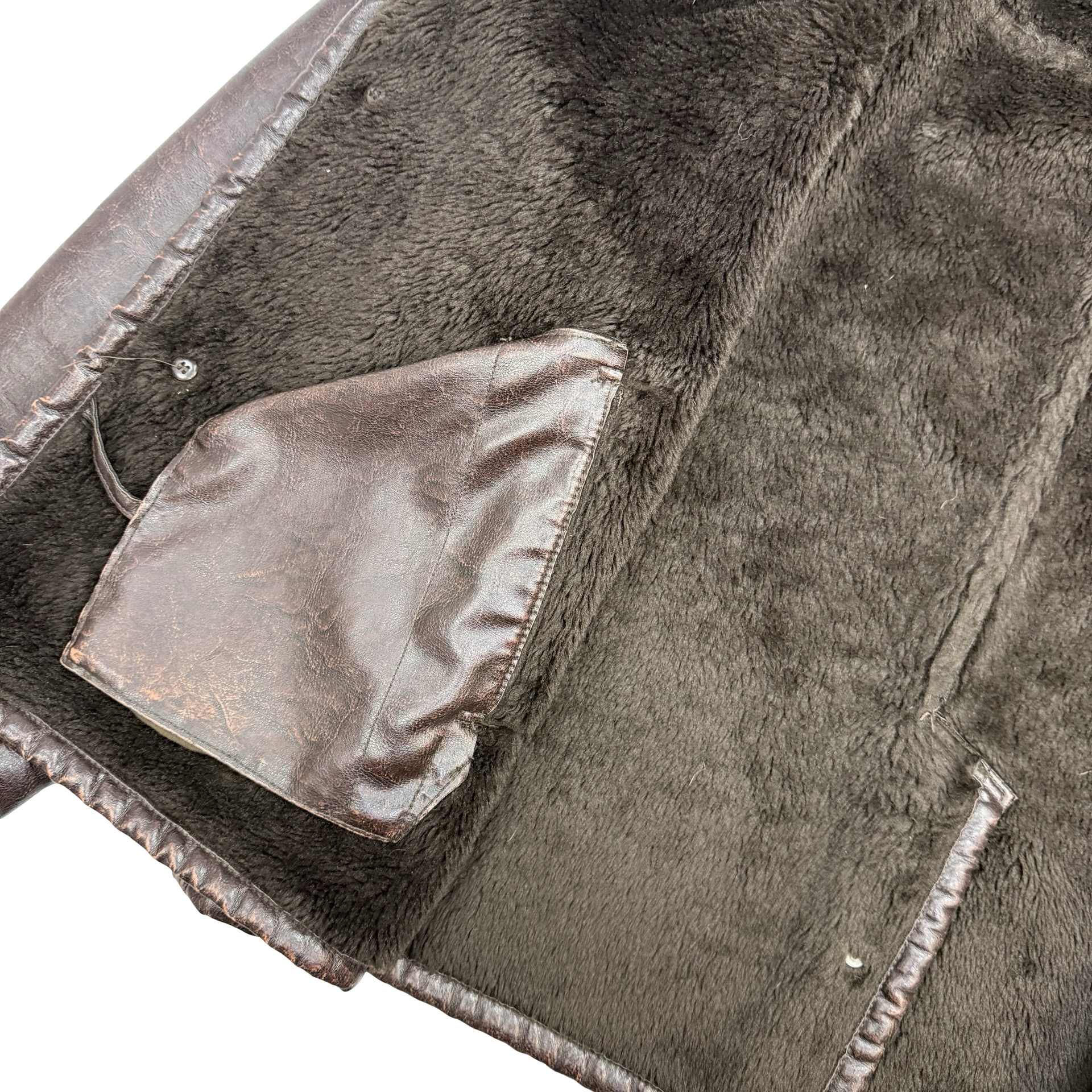 Vintage Armani Jeans Faux Leather Jacket Brown
