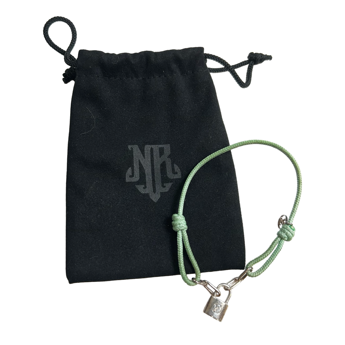 Louis Vuitton x Virgil Abloh Silver Lockit Green Cord Bracelet