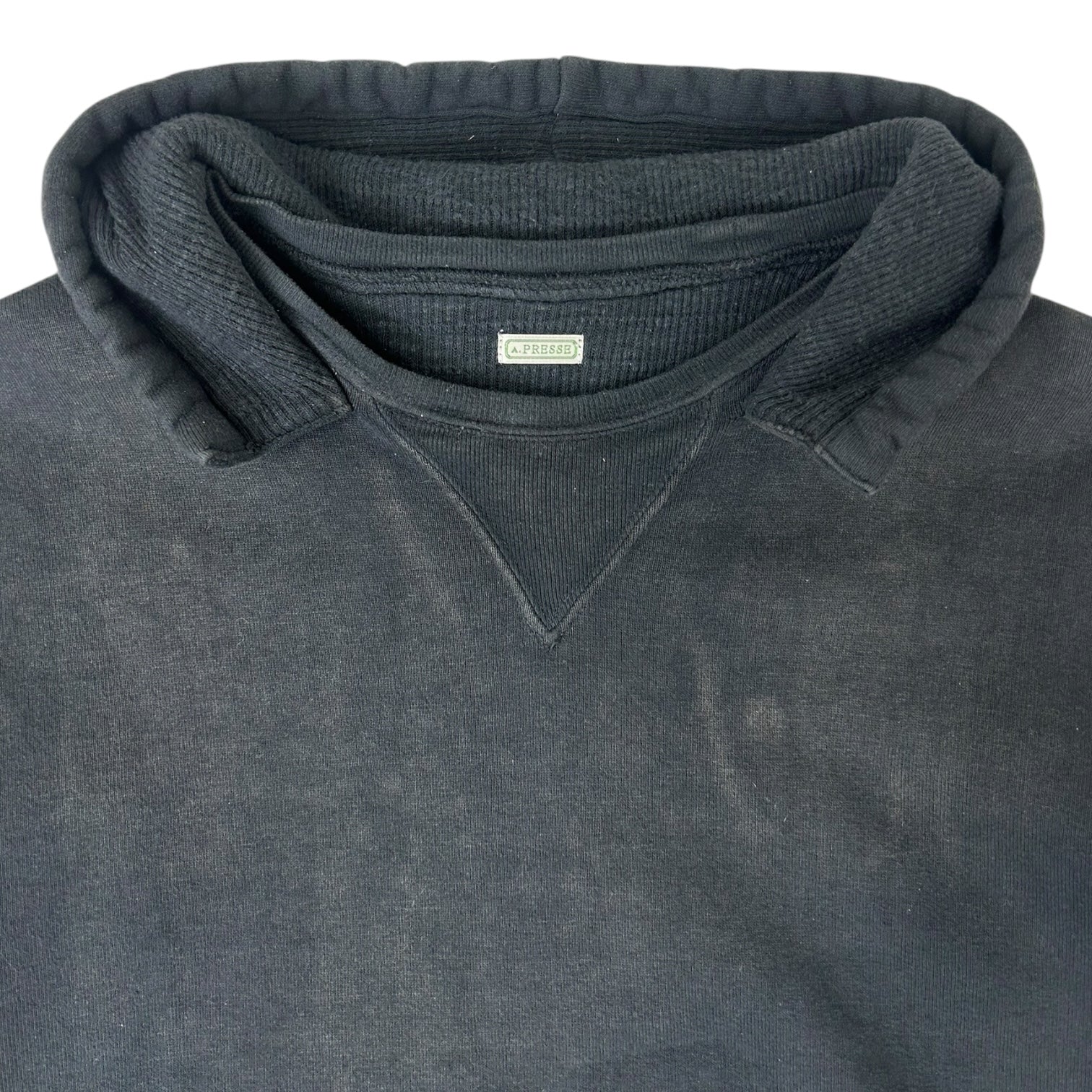 A.PRESSE Vintage Cotton Jersey Hoodie Black