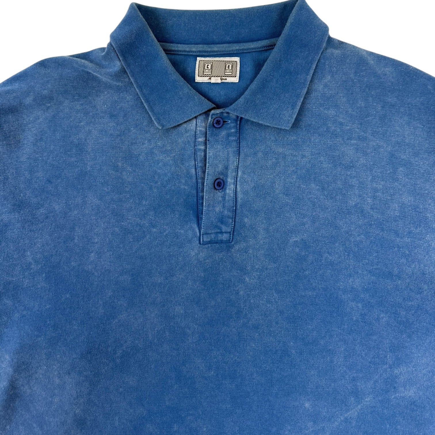 Cav Empt Bleached Rib Long Sleeve Polo Blue