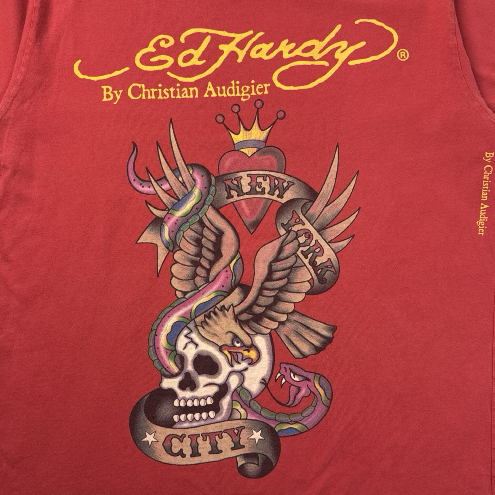 Vintage Ed Hardy New York City Skull T-Shirt Red