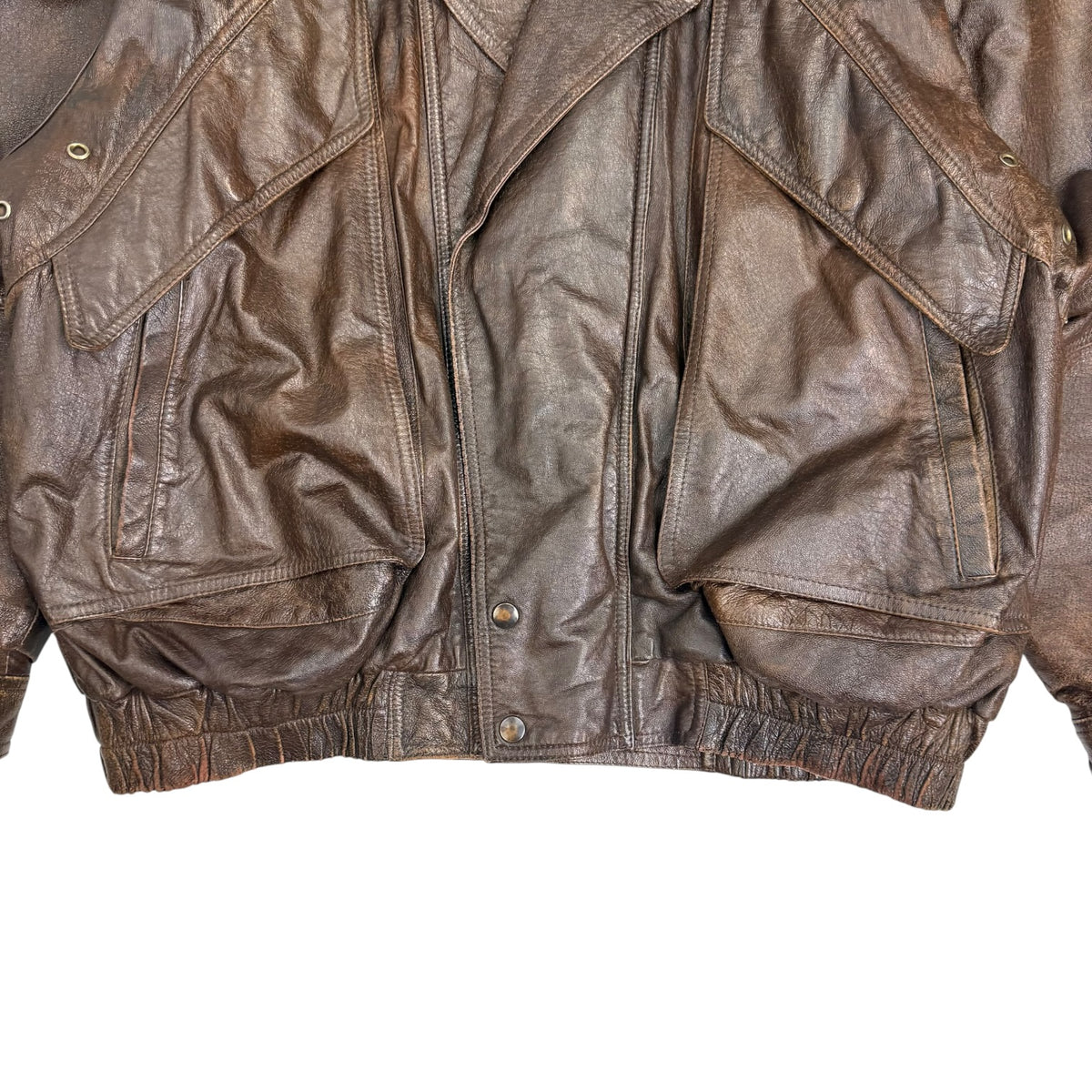 Vintage Pelle Cuir Leather Bomber Jacket Brown