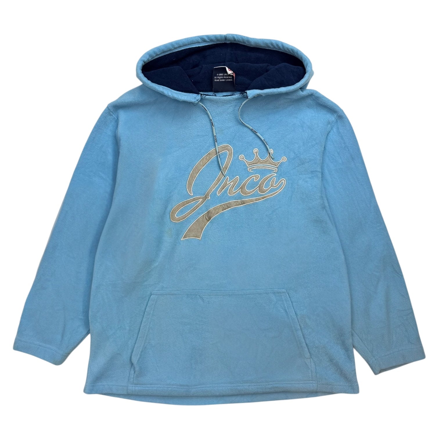 Vintage Y2K JNCO Crown Logo Fleece Hoodie Baby Blue