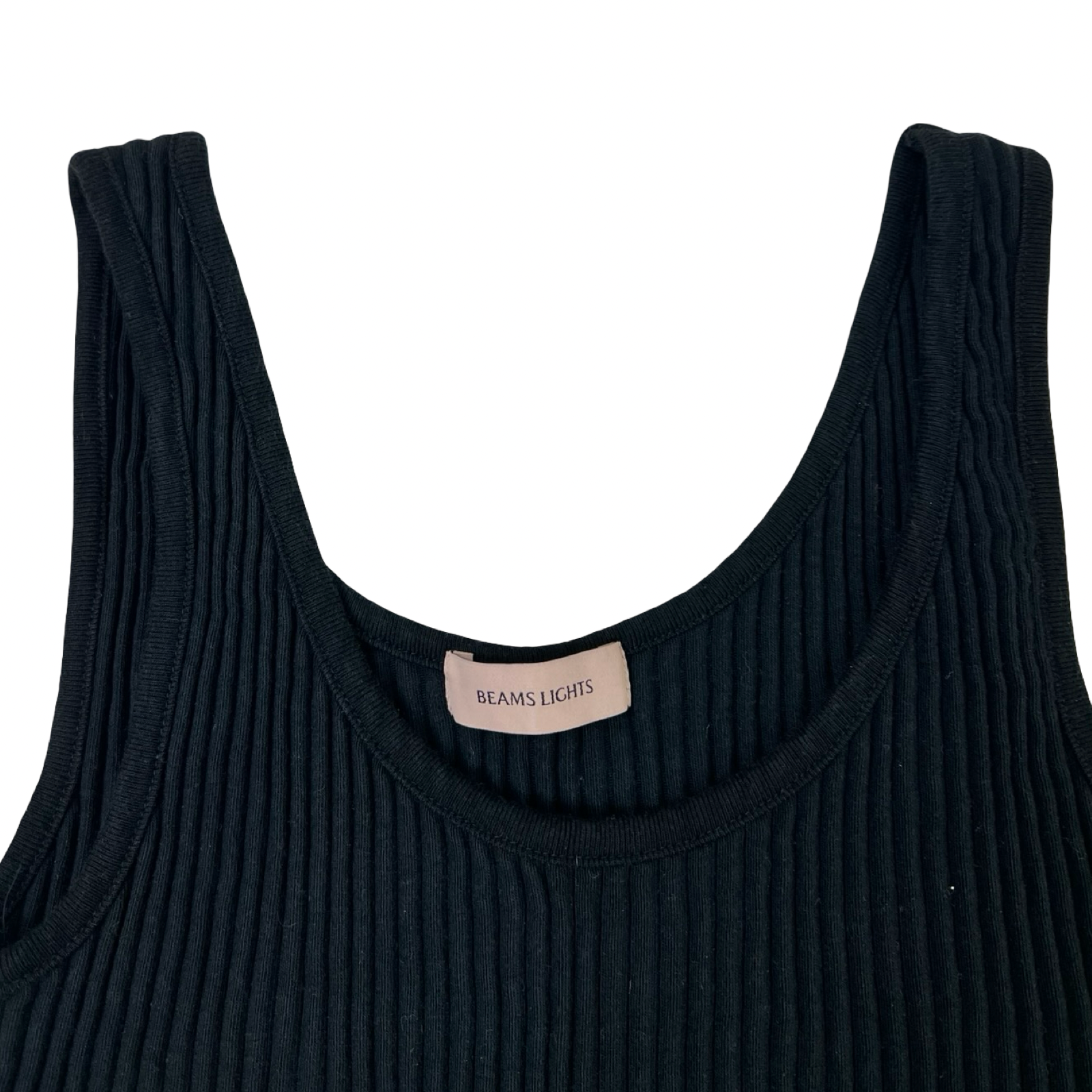 (W) BEAMS LIGHTS Wide Rib Tank Top Black