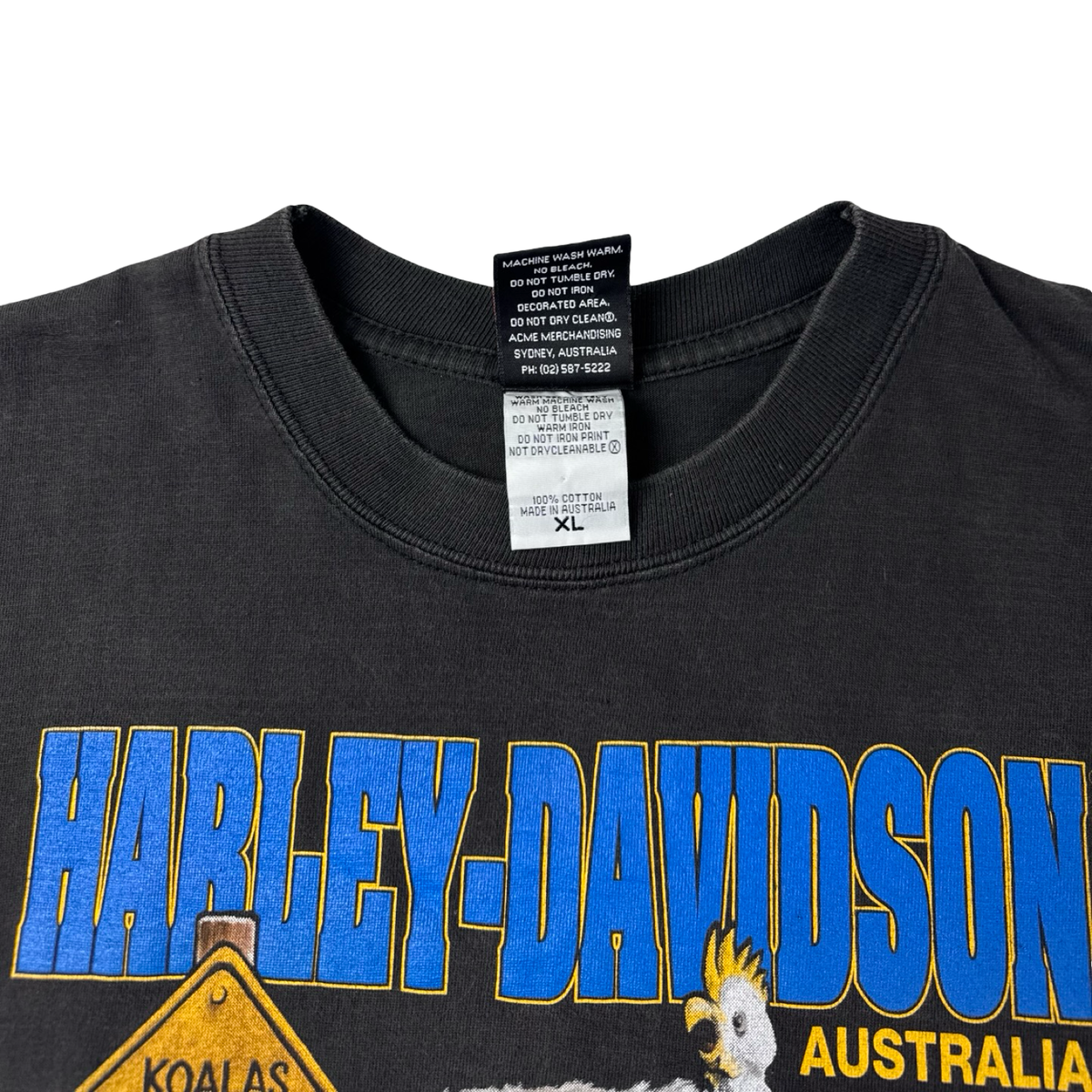 1996 Harley Davidson Koala Coutry Australia T-Shirt Faded Black
