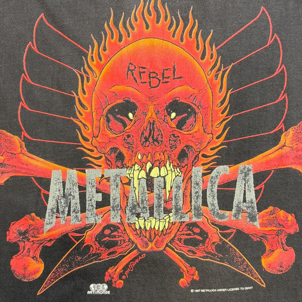 Vintage 1997 Metallica "Rebel" Pushead T-Shirt Grey