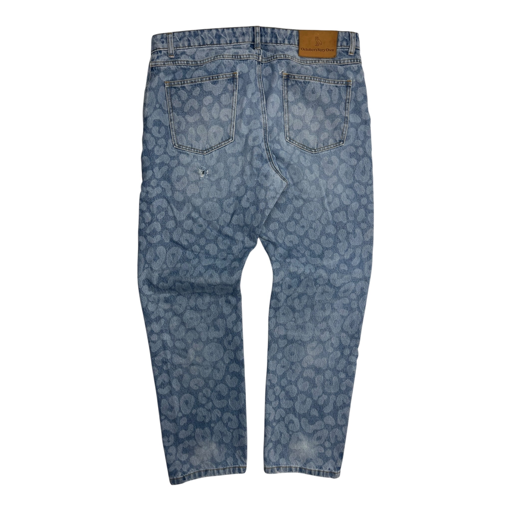 OVO Leopard Print Denim Jeans Light Indigo