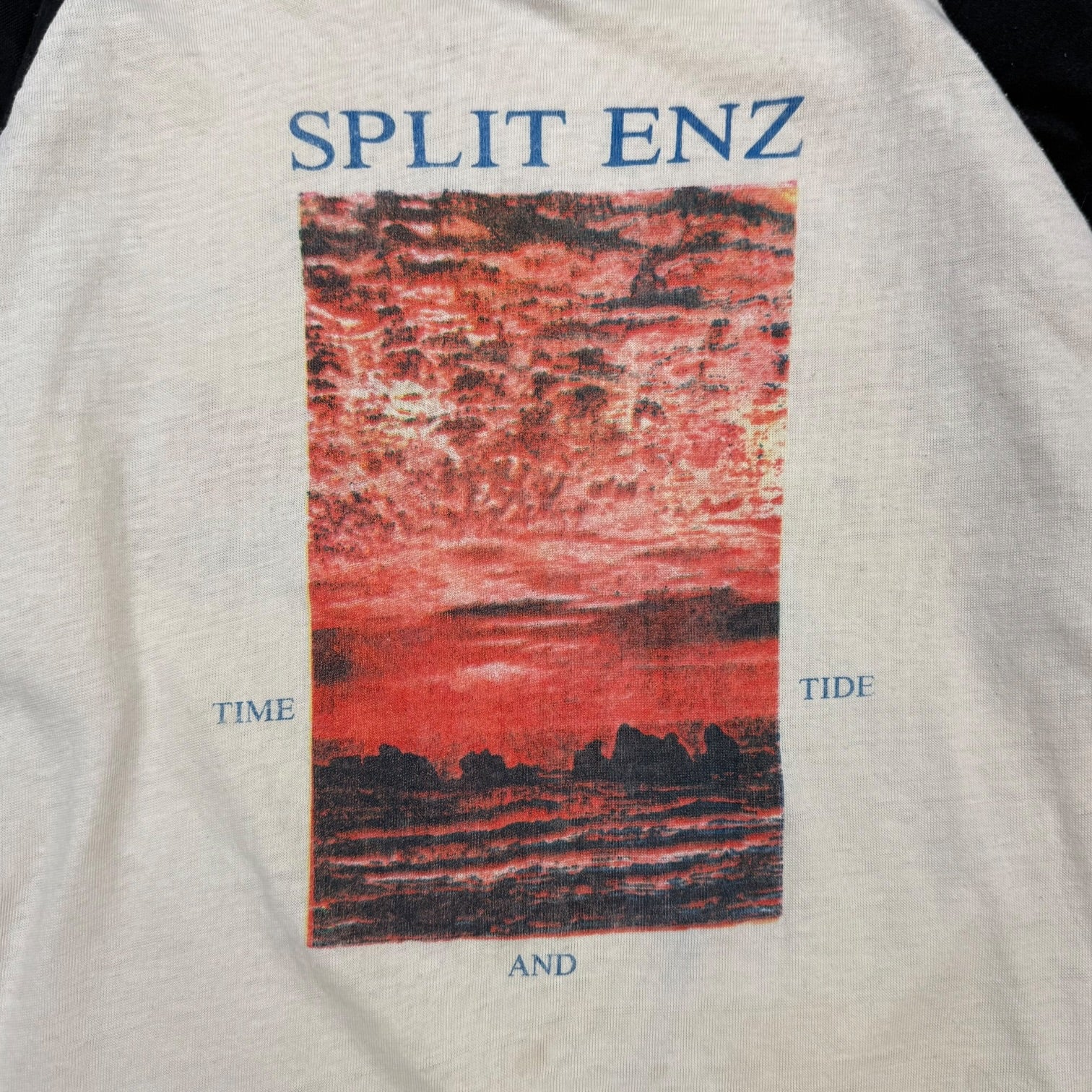 1982 Split Enz ‘Time And Tide’ Tour Raglan Tee White