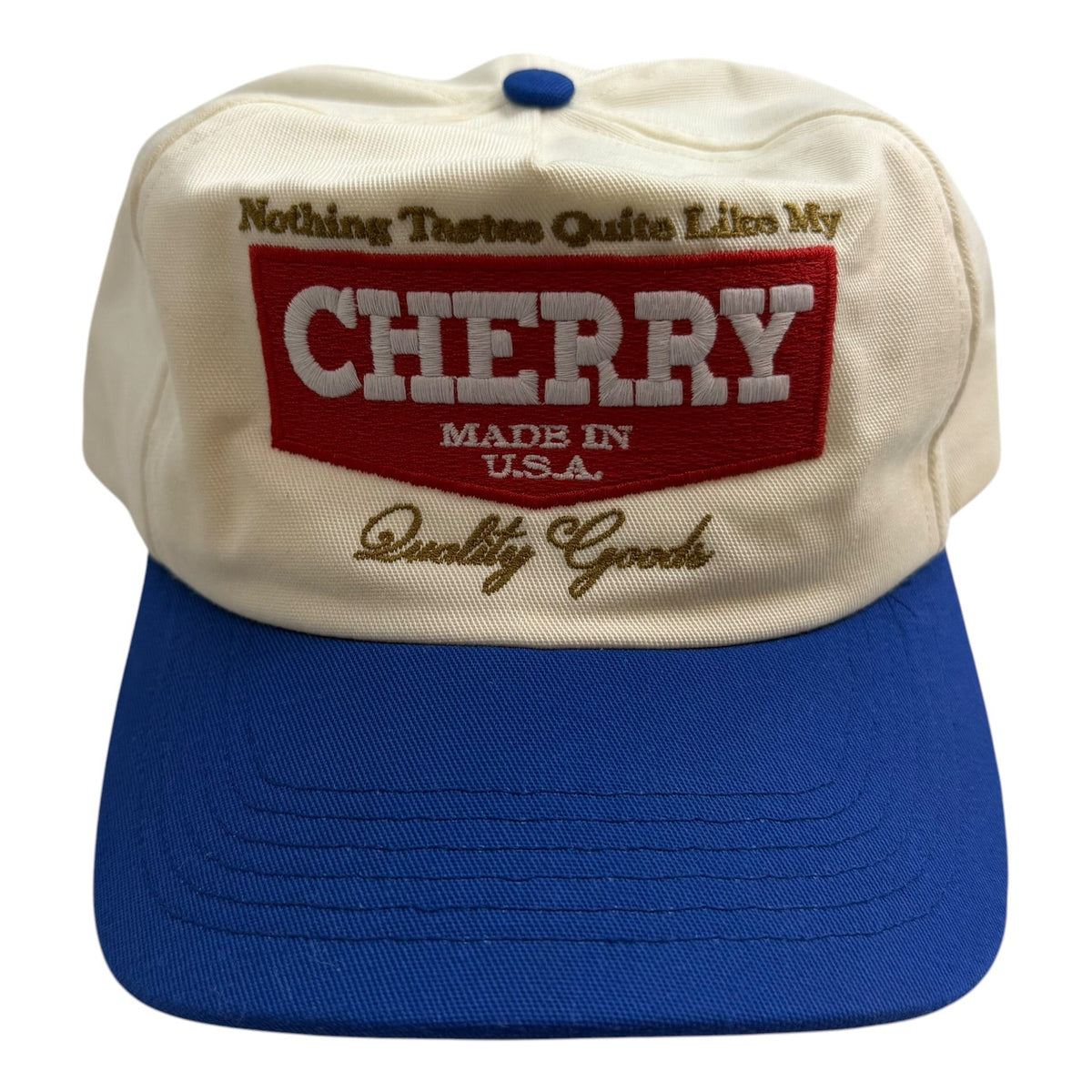 (W) Cherry LA Chevron 5 Panel Hat Cream/Blue