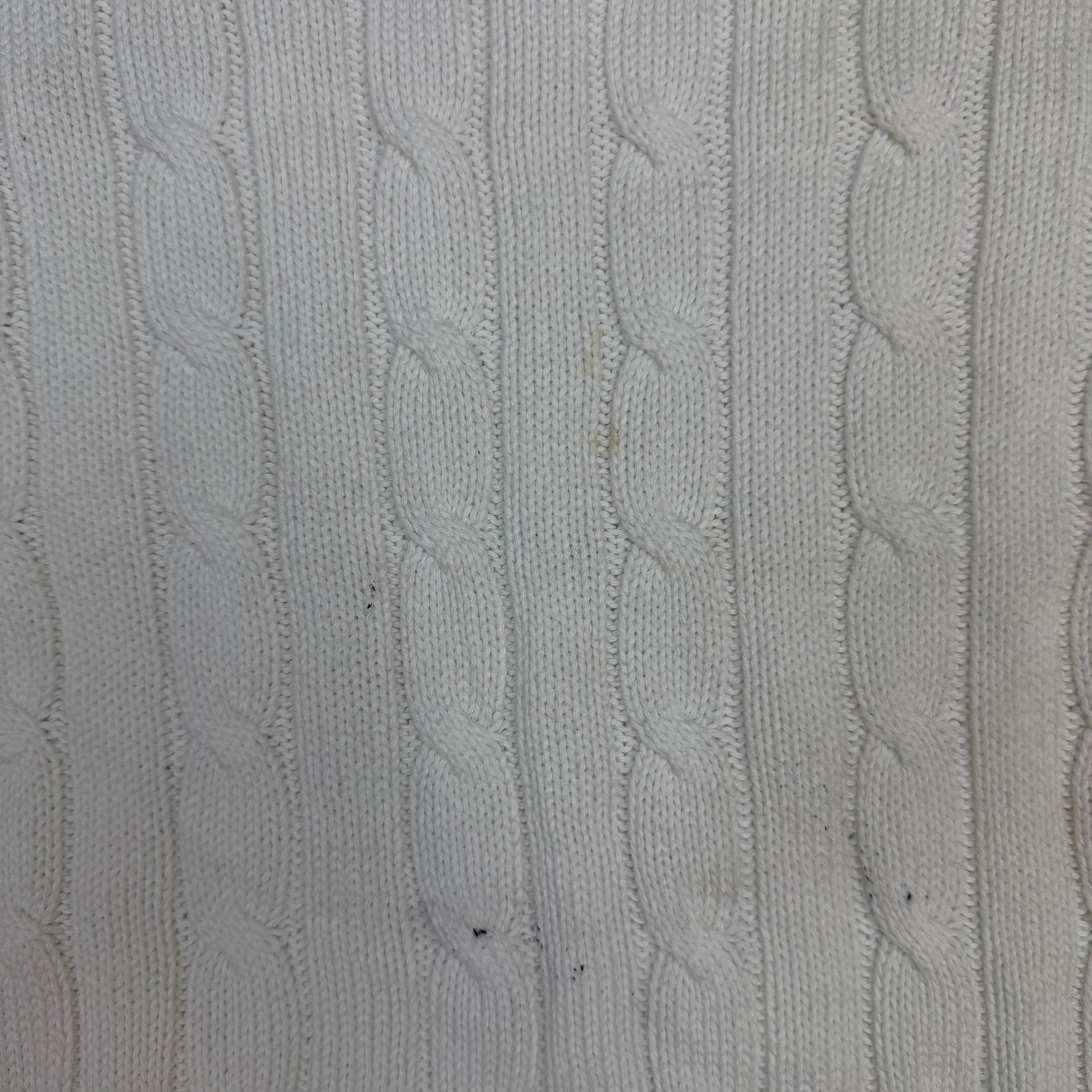 (W) Vintage Polo Ralph Lauren Cable Knit Sweater White