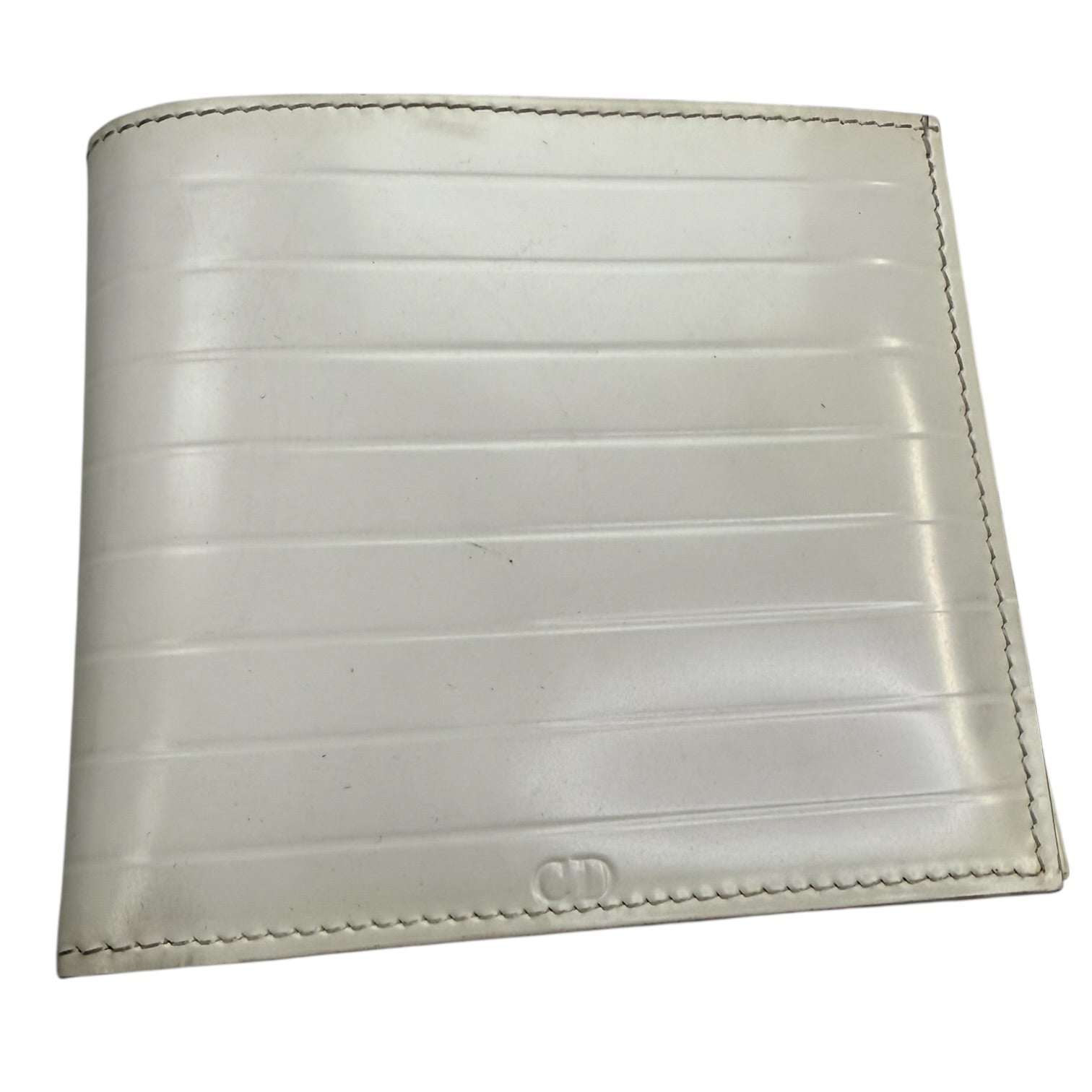 Dior Homme Tie Patent Leather Bifold Wallet White