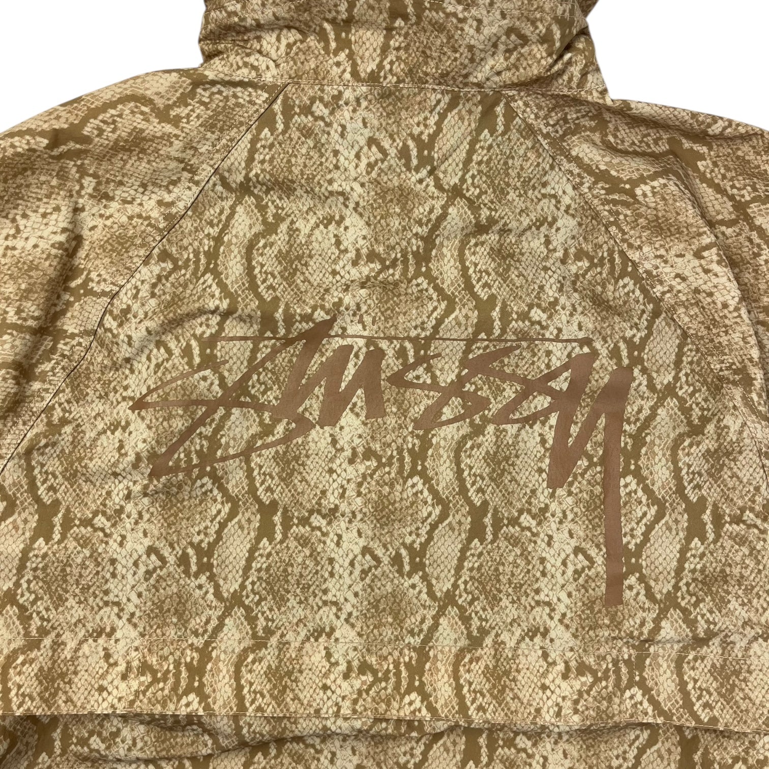 Stussy Beach Snake Print Nylon Shell Jacket Khaki