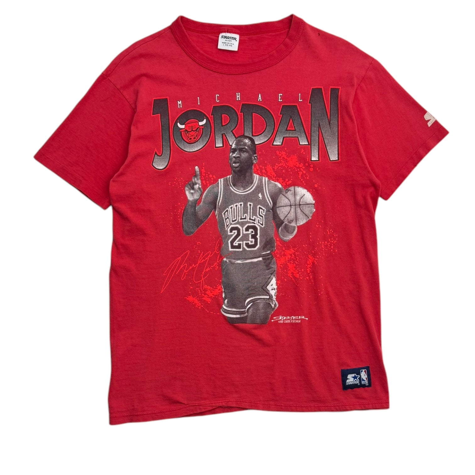 1989 Starter Michael Jordan Player Auto Tee Red