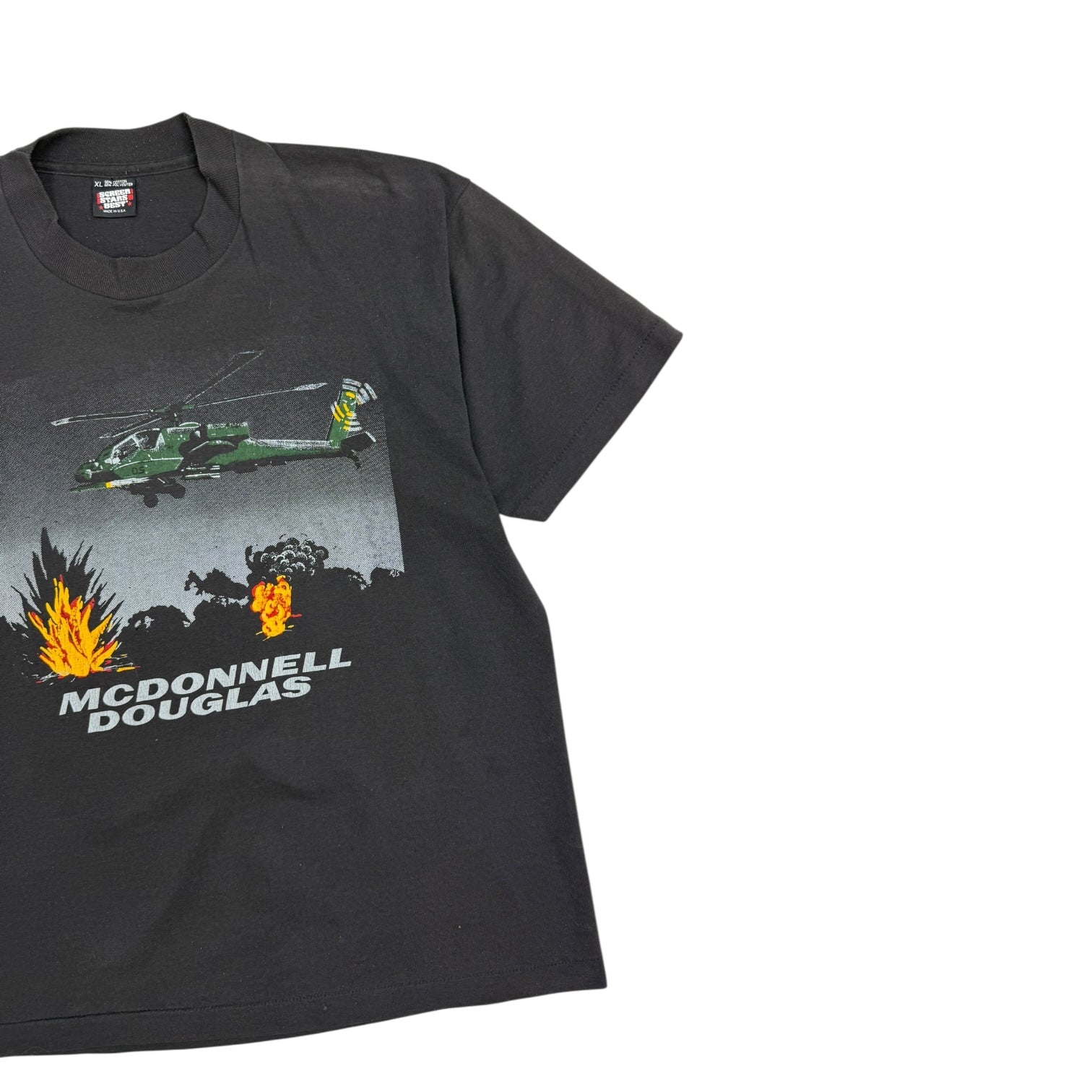 Vintage Apache Helicopter McDonnell Douglas T-Shirt Black