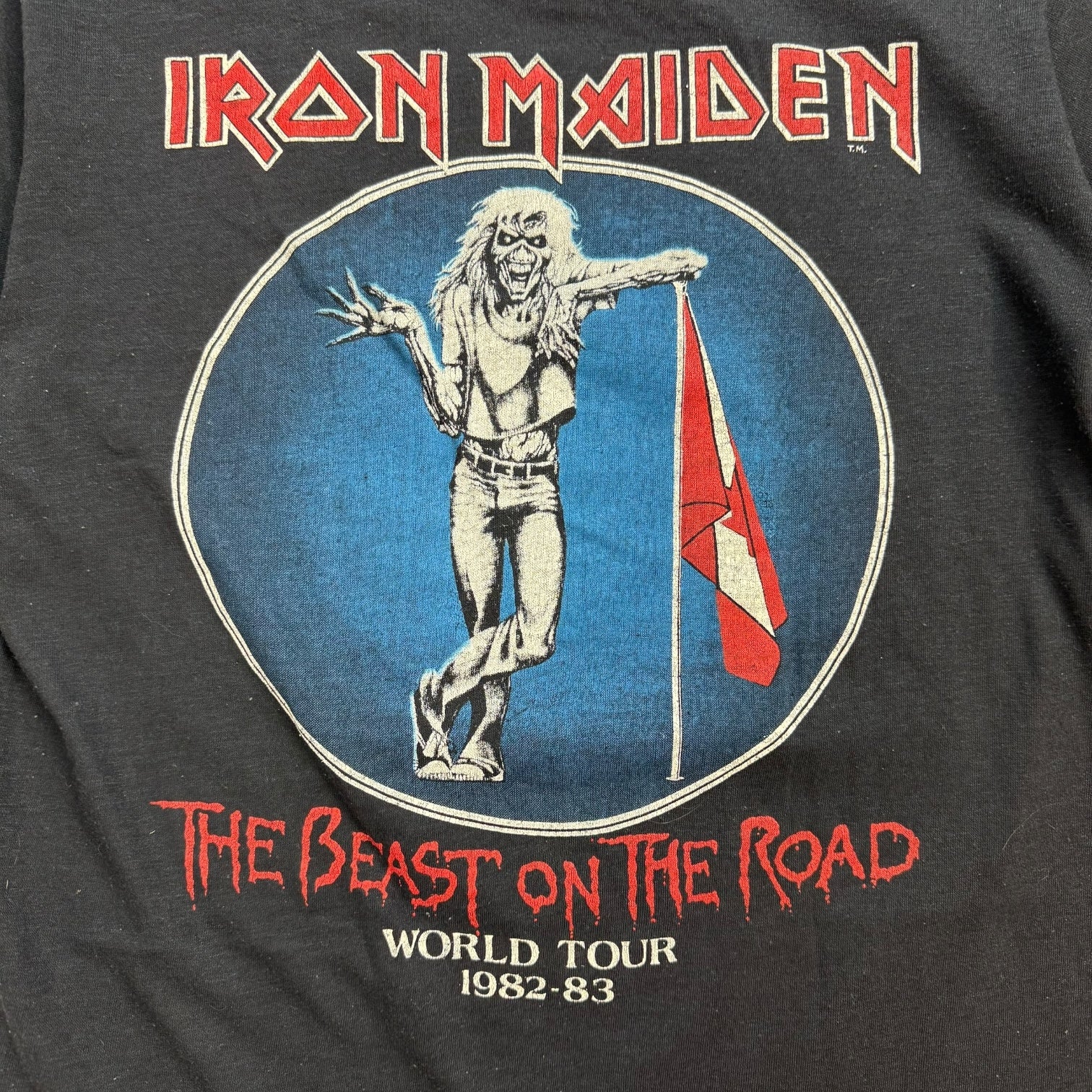 1982 Iron Maiden Beasts On The Road Tour Tee Black