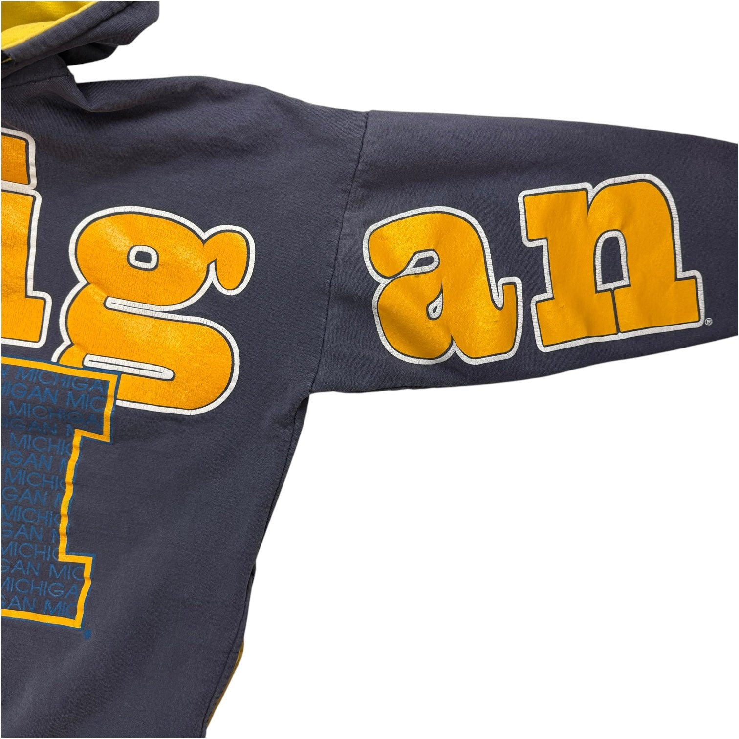 Vintage Michigan Shoulder Graphic Hoodie Navy Blue