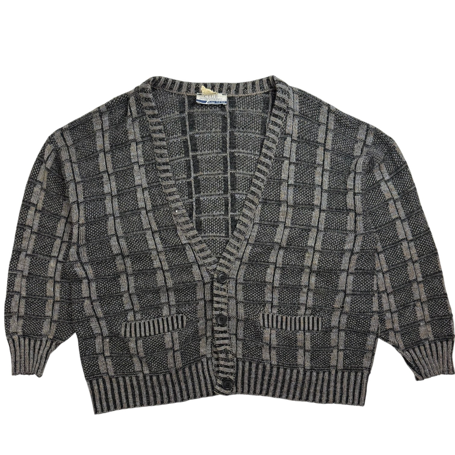 Vintage Club International Knit Cardigan Grey/Black