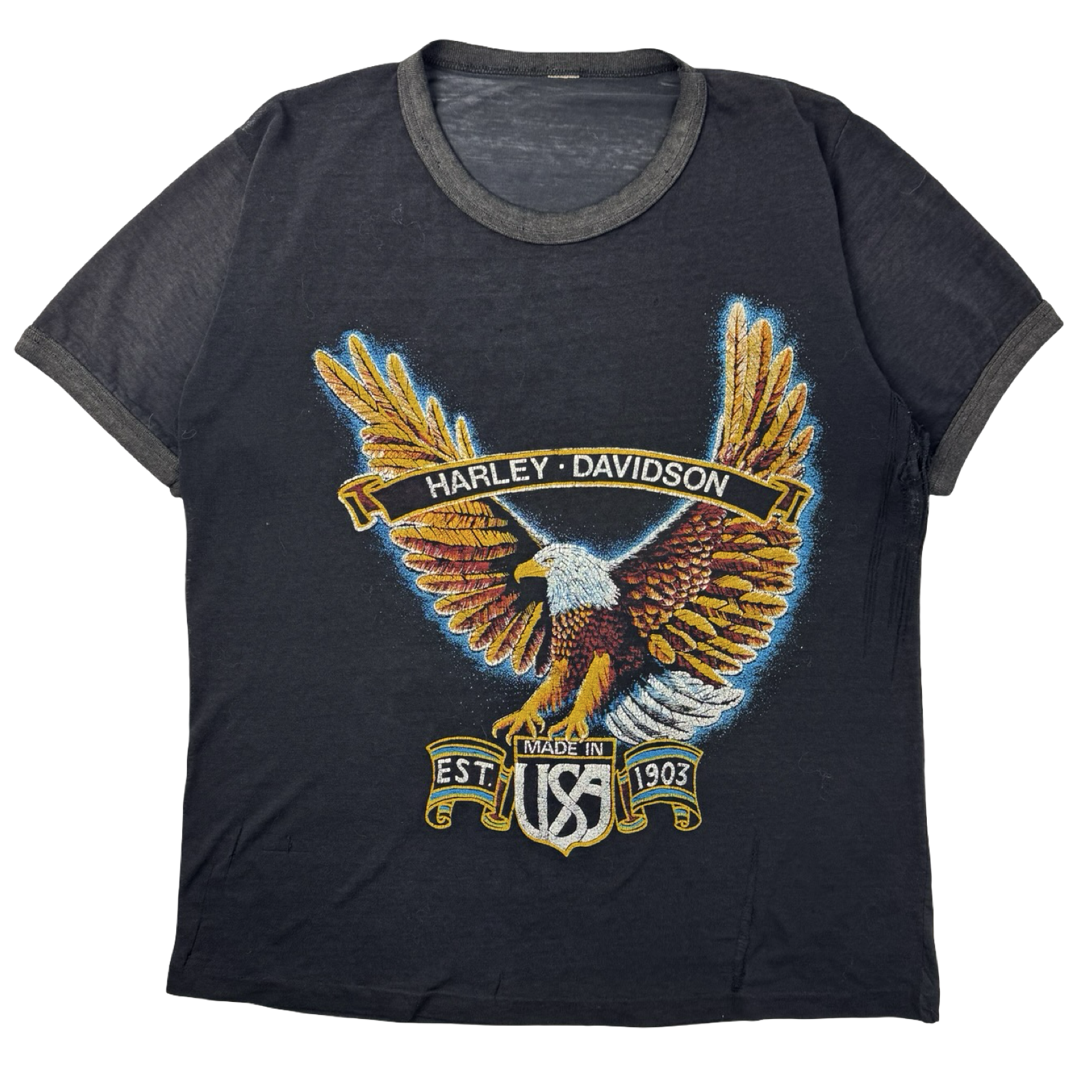 Vintage Faded Harley Davidson Paper-Thin Eagle T-Shirt