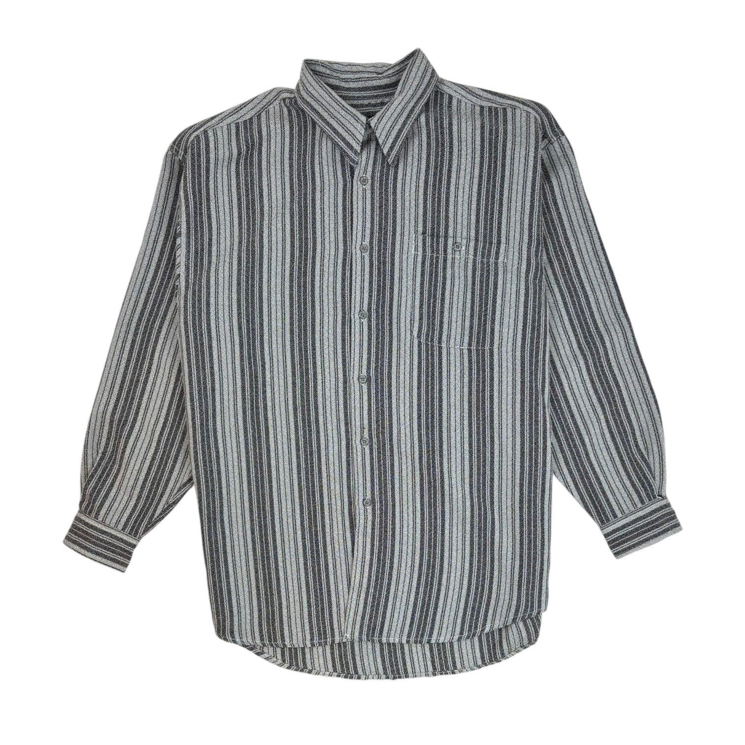 Vintage R2 Striped Button-Up Shirt Grey