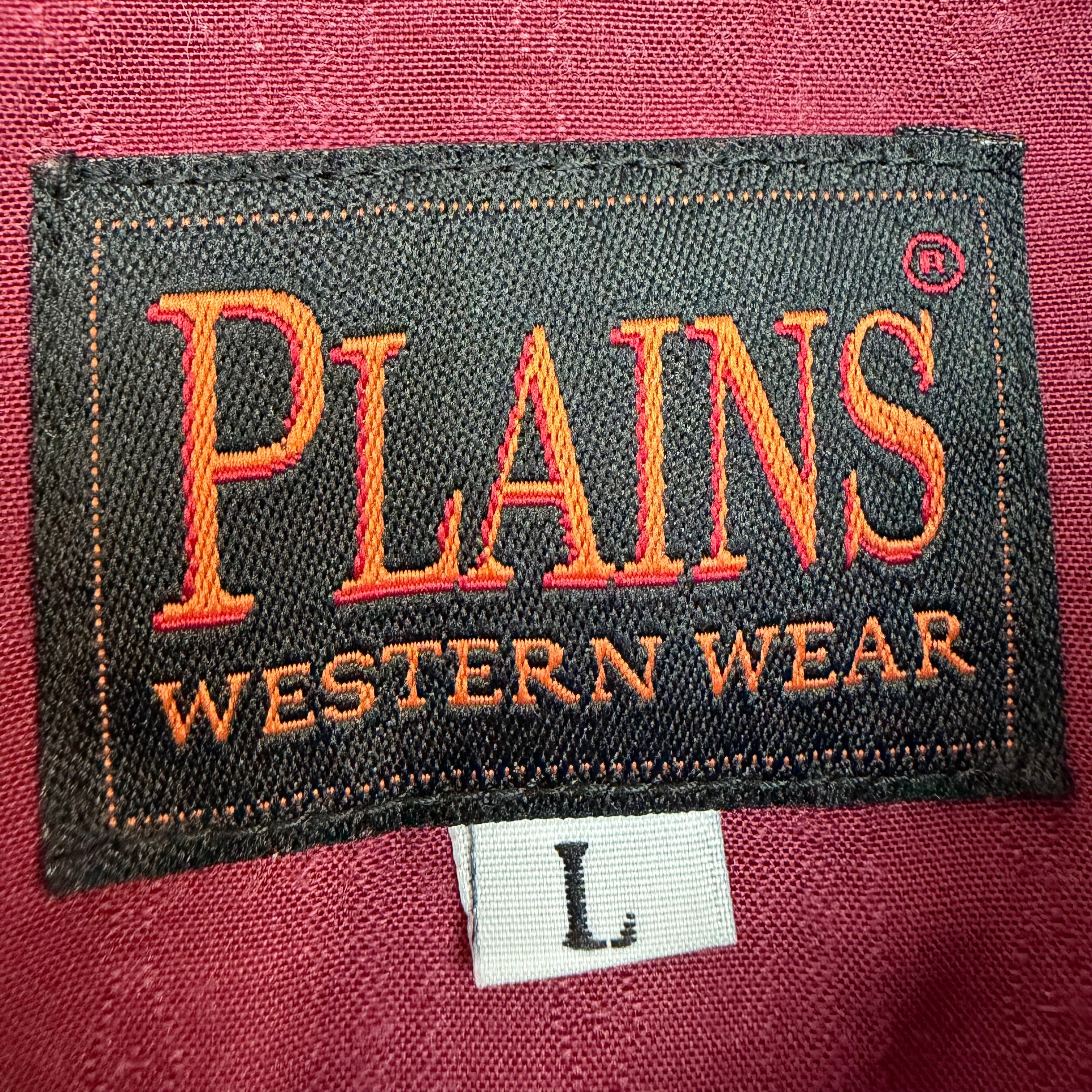 Vintage Plains Western Wear Snap Button Up Shirt Burgundy