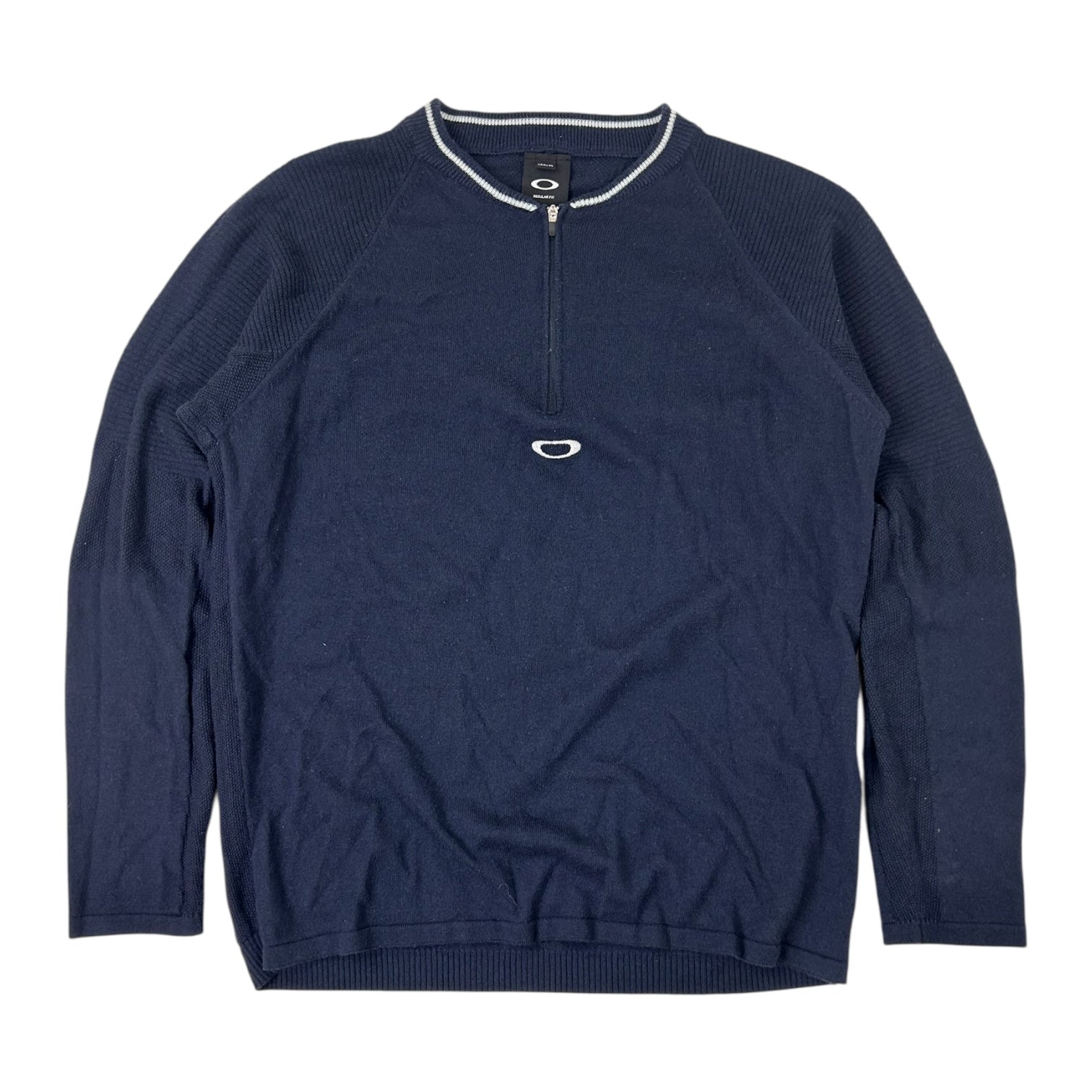 Vintage Oakley Quarter Zip Long Sleeve Sweater Navy