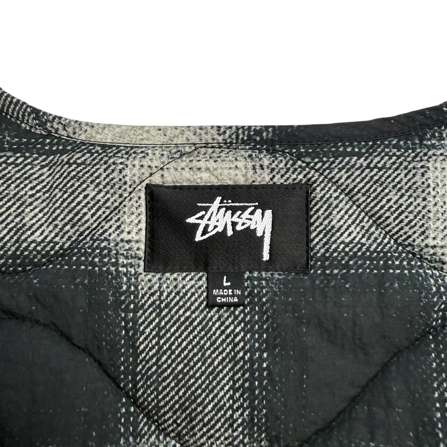 Stussy Plaid Nylon Liner Vest Black/White