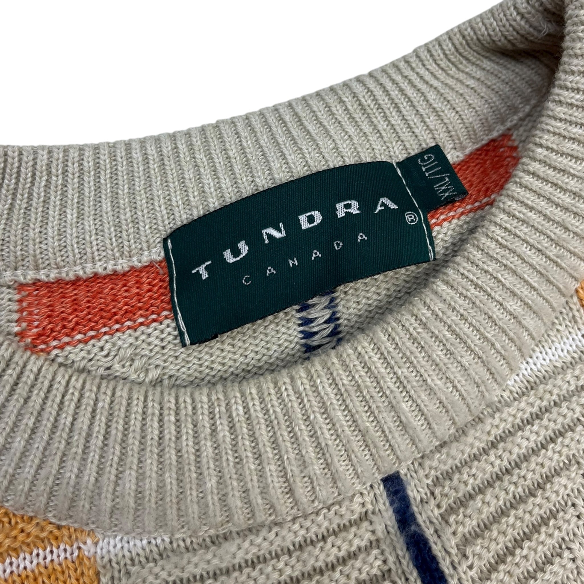 Vintage Tundra Checkered Textured Knit Orange/Tan