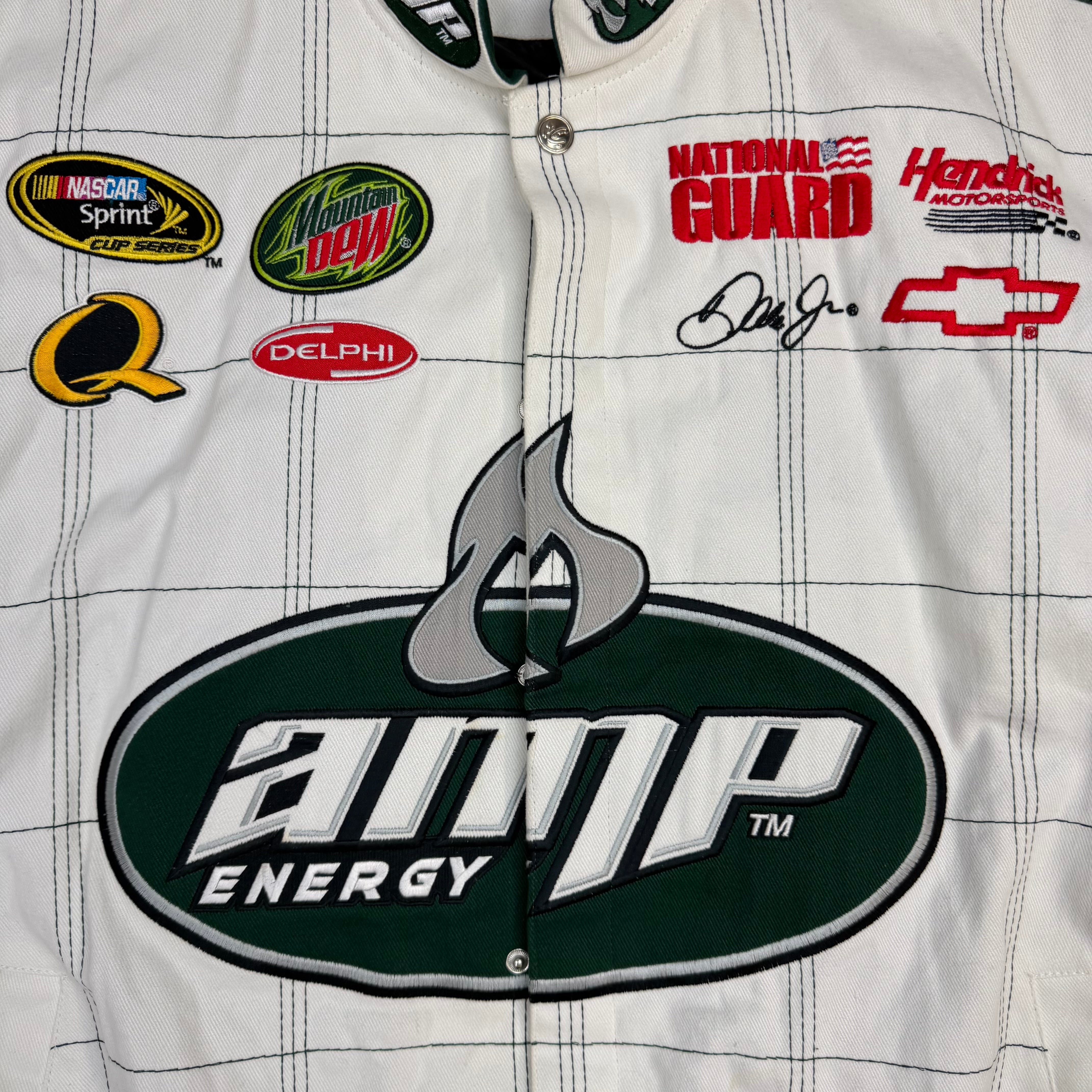 人気 NASCAR レーシングジャケット AMP energy 圧巻の企業ロゴ Vintage Dale Earnhardt Jr Amp Energy NASCAR Chase Authentics Racing Ja