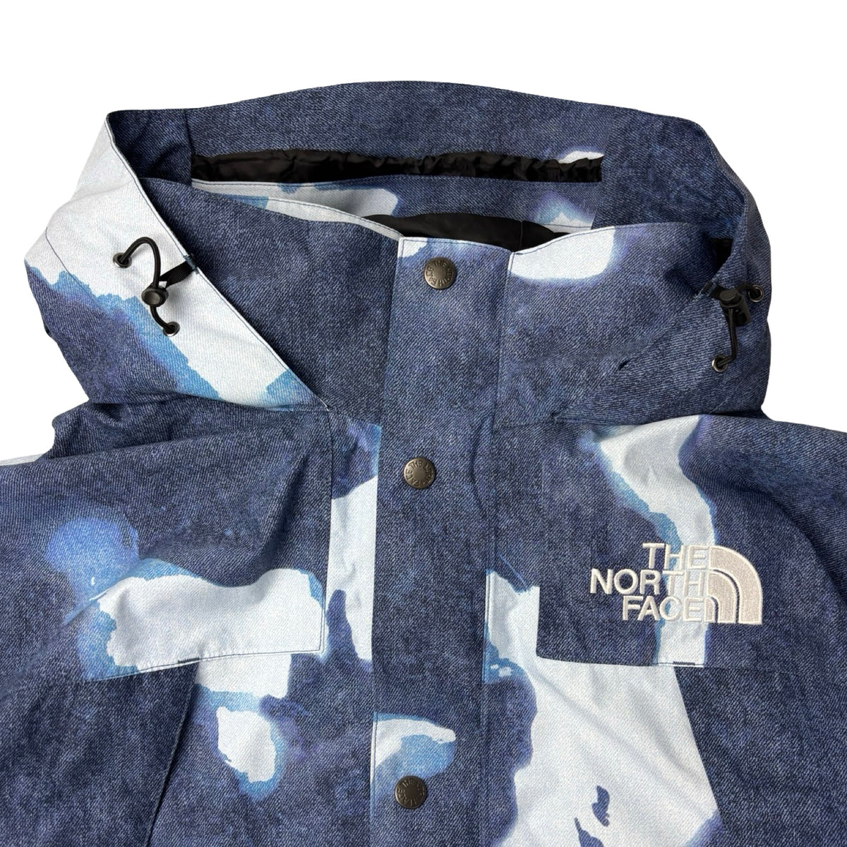 Supreme x The North Face Bleached Denim-Print Mountain Jacket