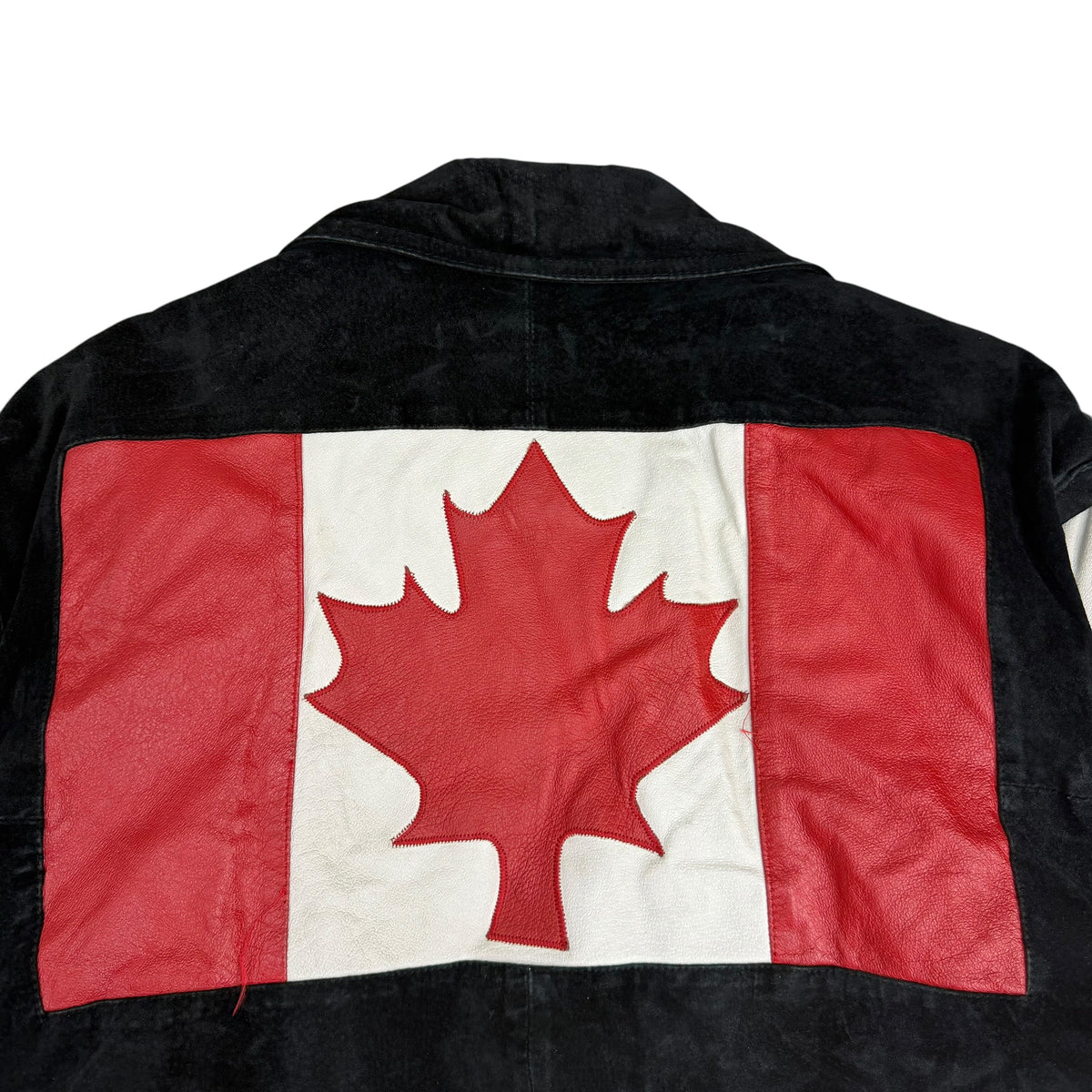 Vintage Pelle Cuir Canada Flag Rider Jacket Black