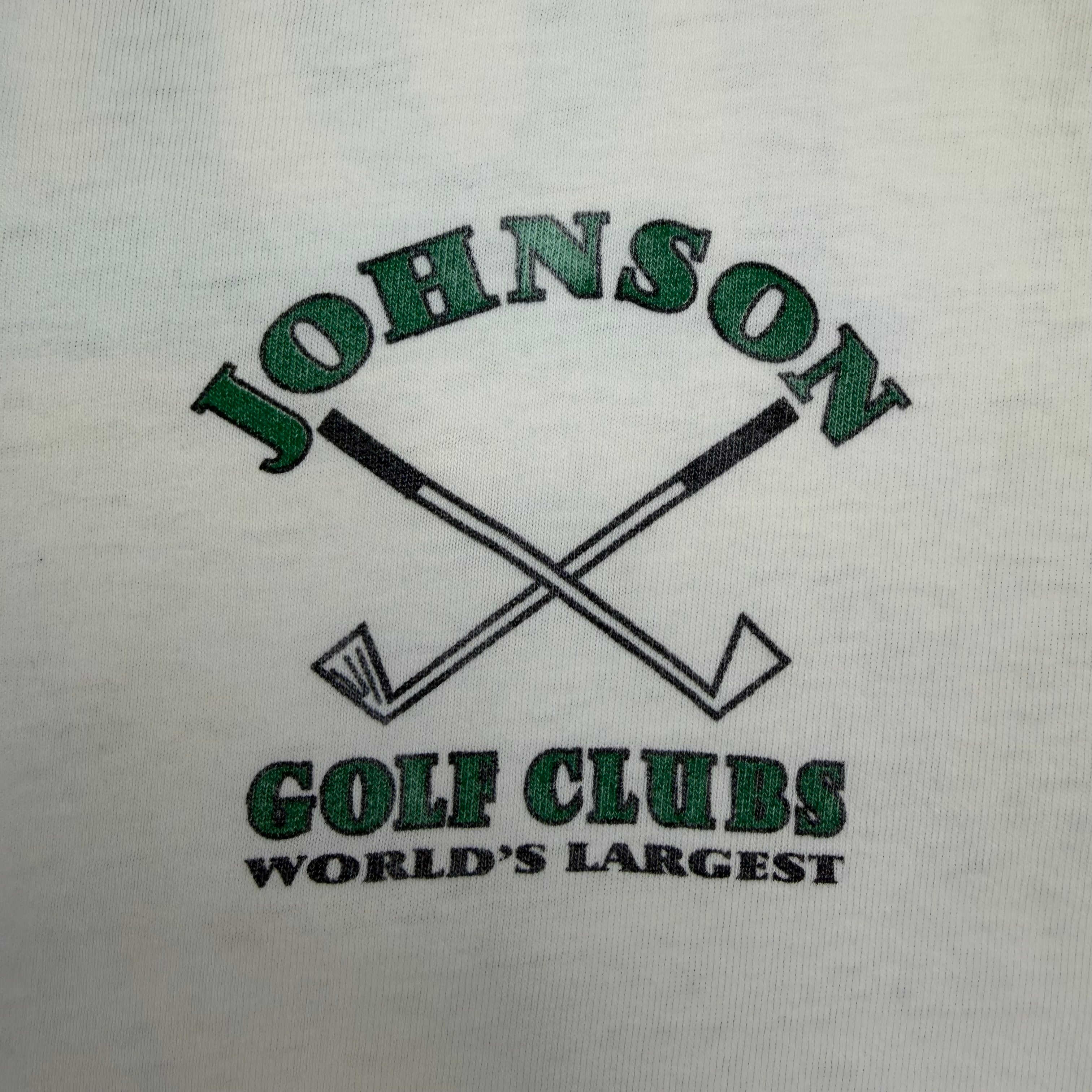 Vintage Johnson Worlds Largest Golf Clubs Tee White