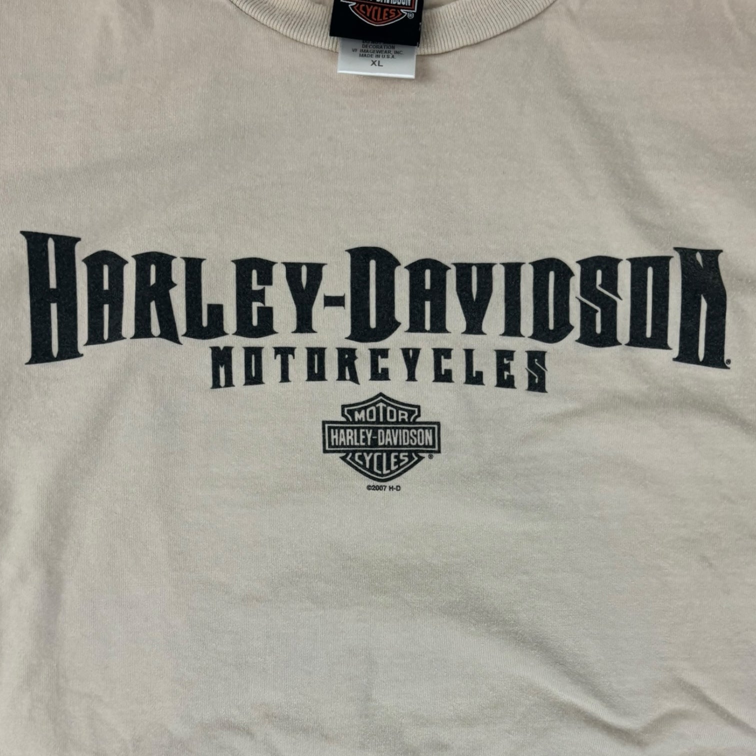 Vintage 2007 Harley Davidson St. Louis Missouri Tribal L/S T-Shirt Beige