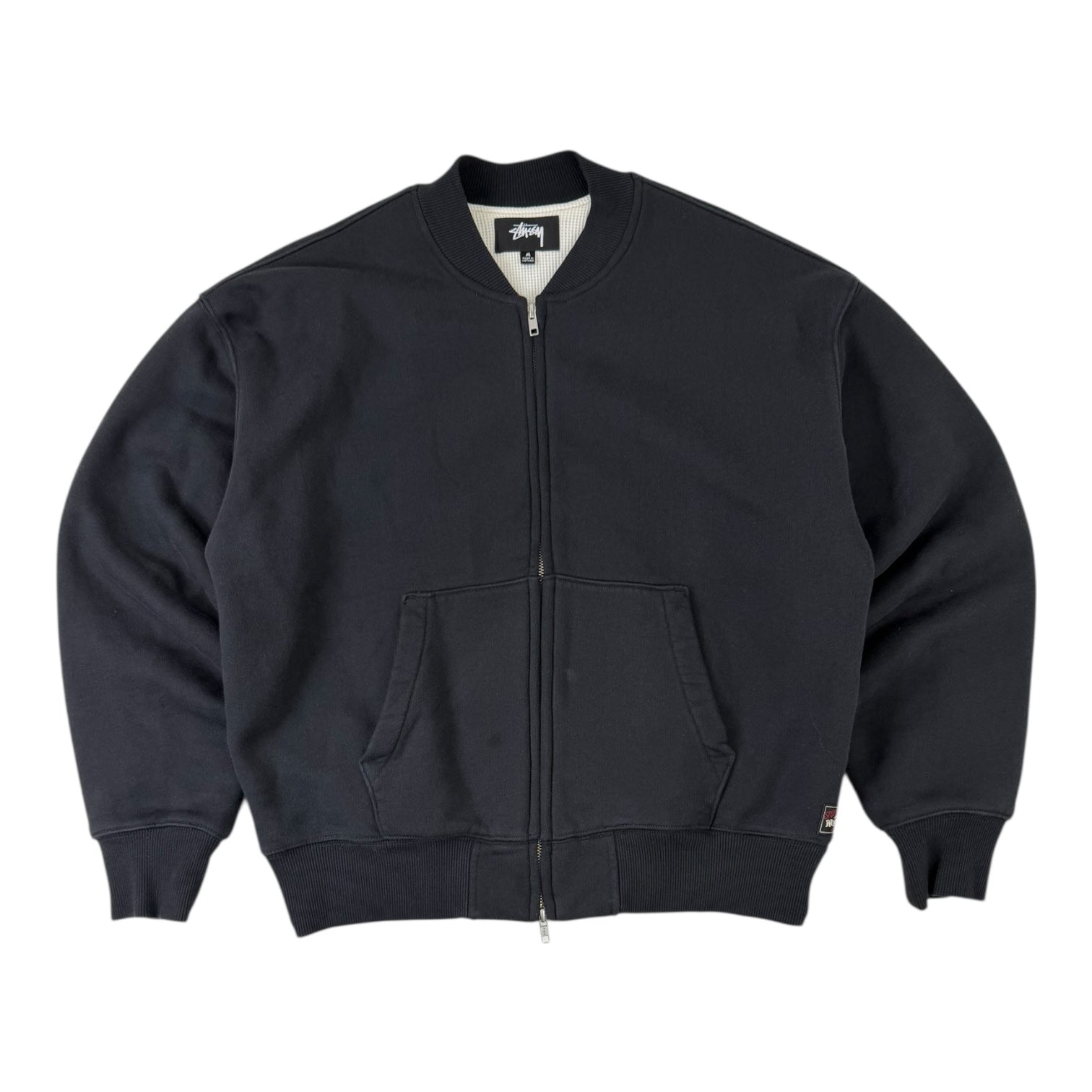 Stussy Thermal Lined Fleece Bomber Jacket Black