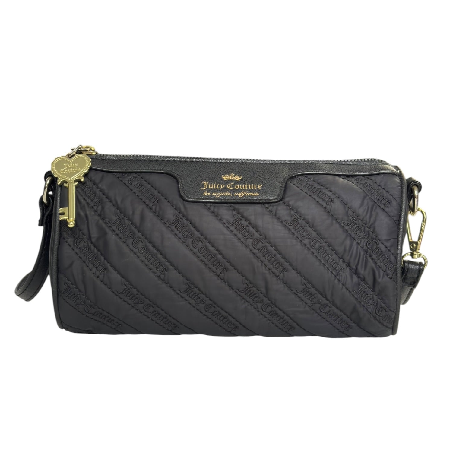 (W) Juicy Couture Cloud Nine Crossbody Quilted Black & Gold Purse