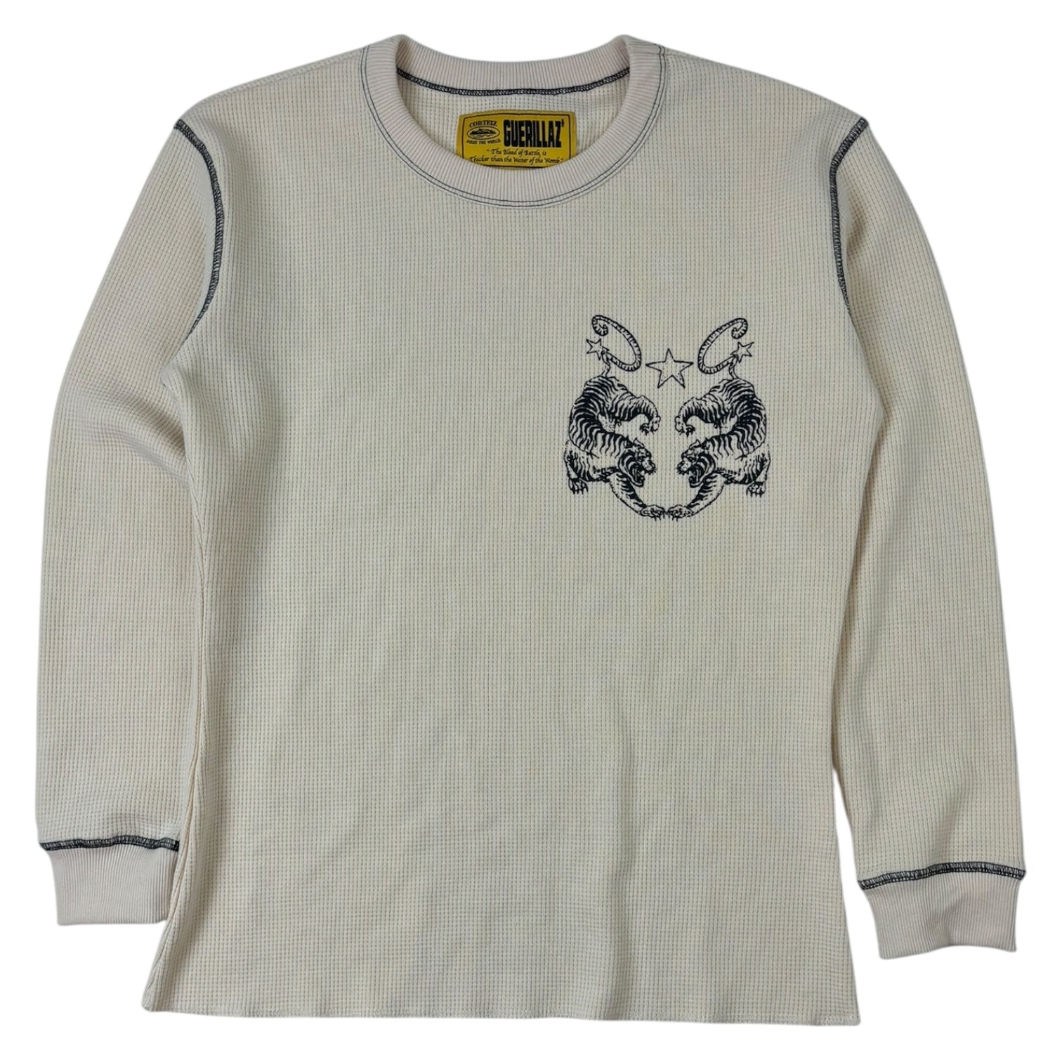 Corteiz Tiger Contrast Waffle Long Sleeve Thermal Cream