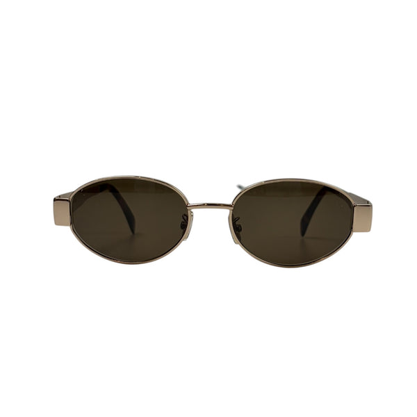 (W) Celine Round Lens Sunglasses Gold