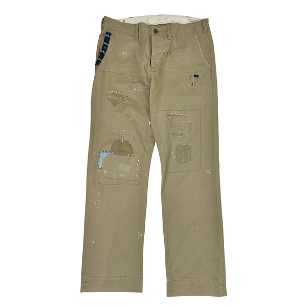 Polo Ralph Lauren Distressed Patchwork Relaxed Fit Khaki Chino Pants