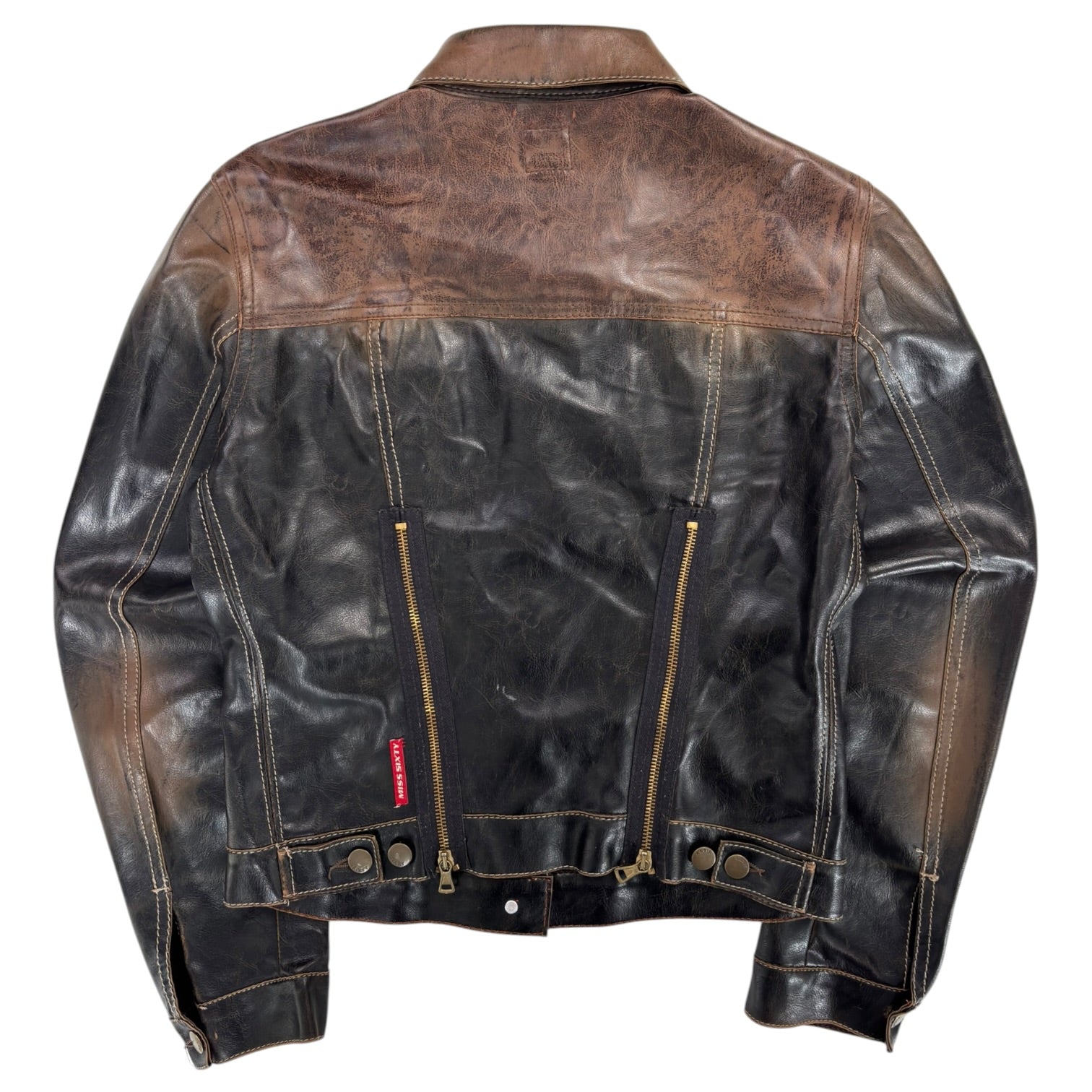 (W) Vintage Y2K Miss Sixty Leather Jacket Brown