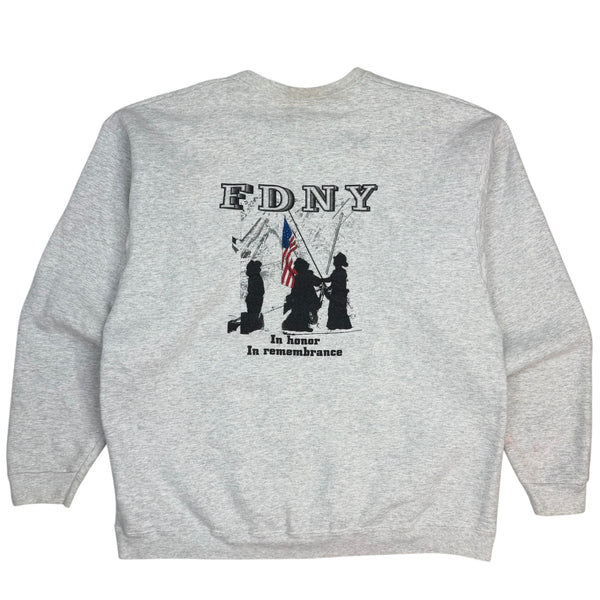 Vintage FDNY 9/11 In Remembrance Crewneck Heather Grey