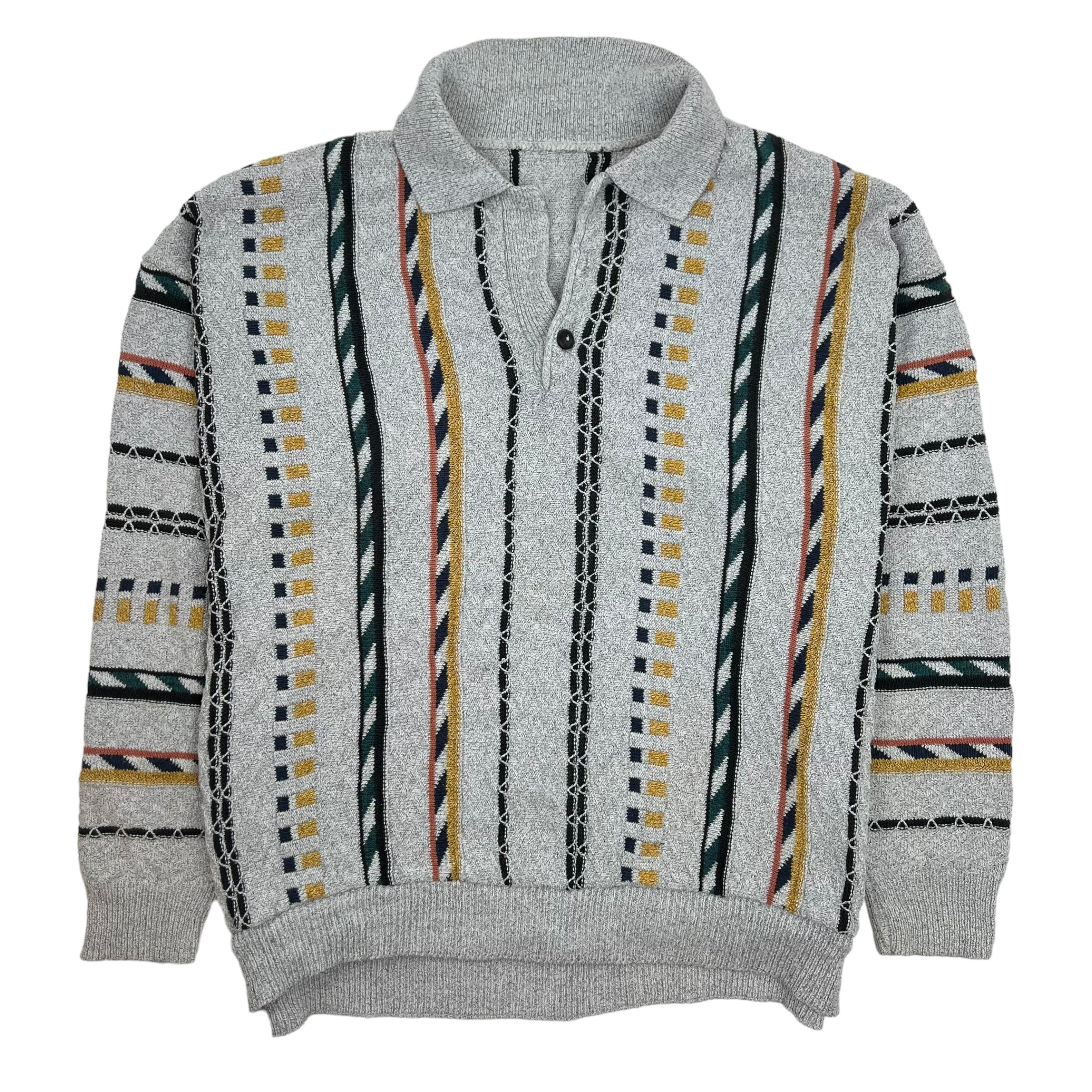 Vintage Knit Rugby Sweater Grey
