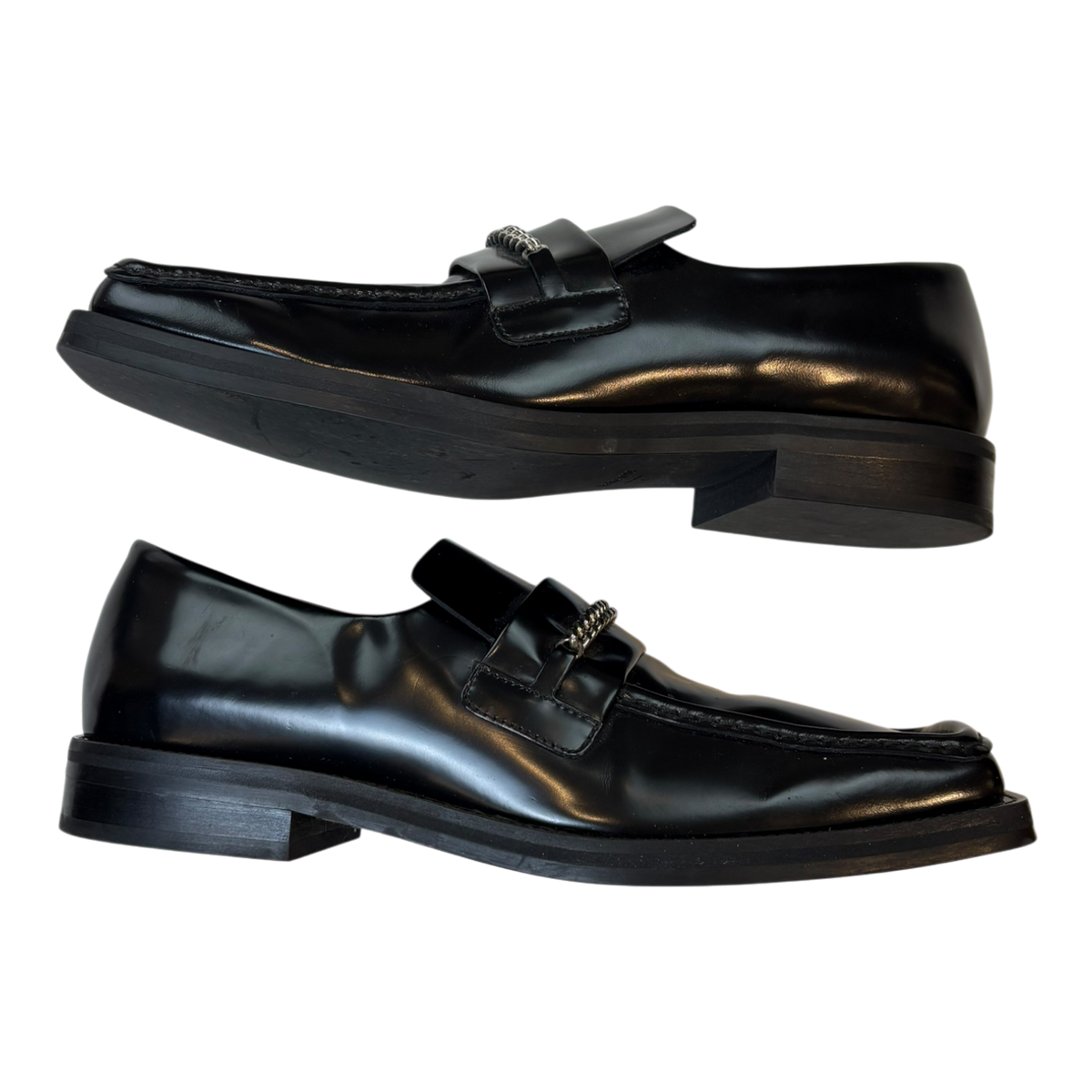 Martine Rose Leather Square Toe Chain Loafers Black (Used)