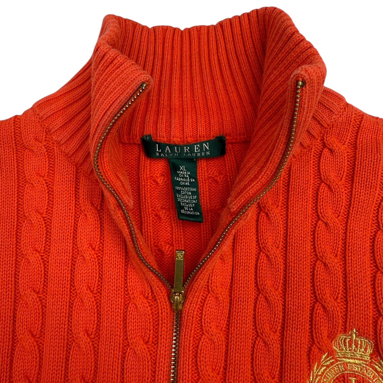 (W) Vintage Ralph Lauren Cable Knit Full Zip