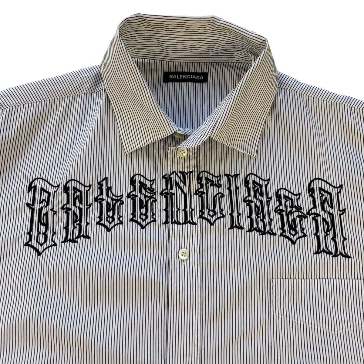 Balenciaga Gothic Logo Pinstripe Shirt