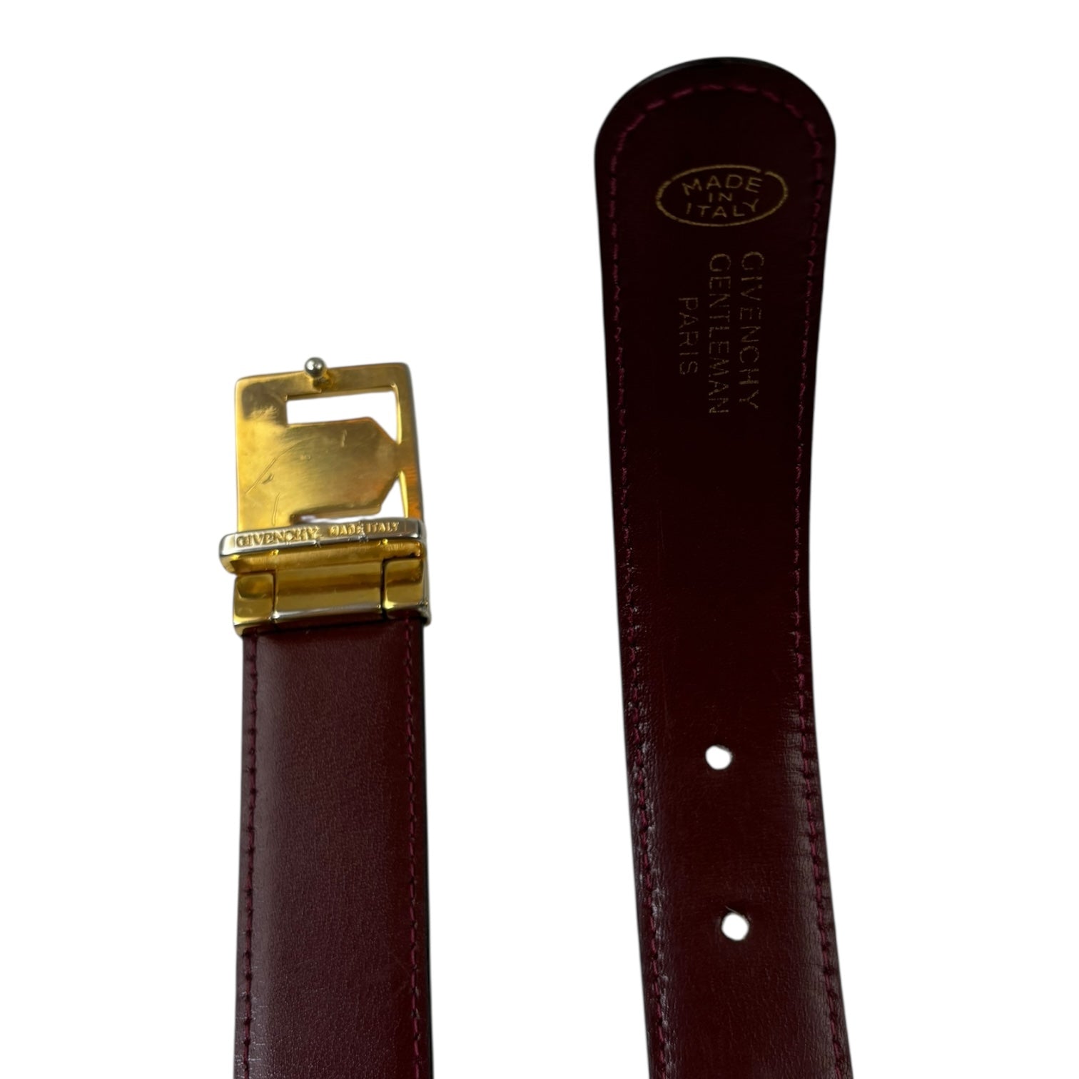 Vintage Givenchy Crest Leather Belt Black/Gold