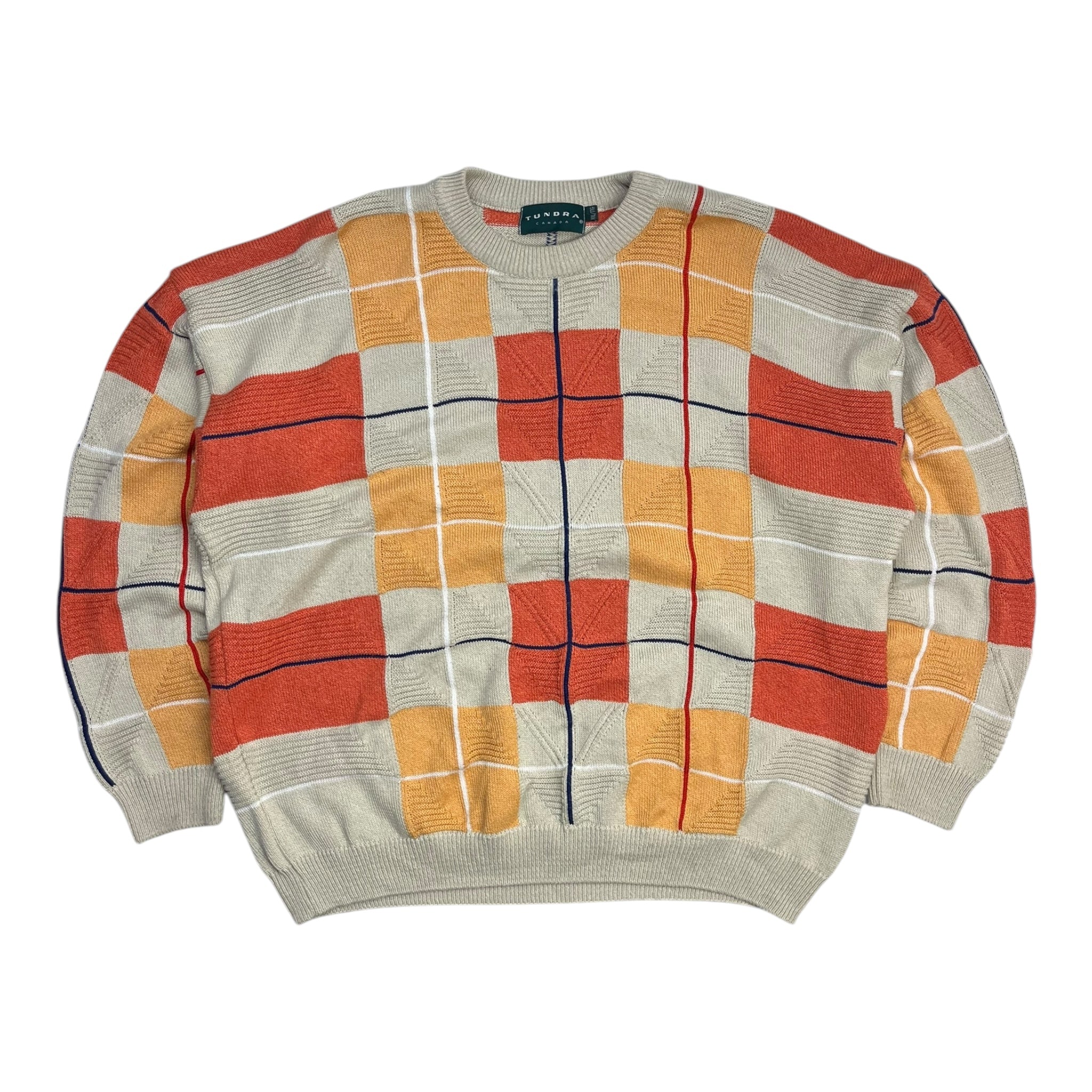 Vintage Tundra Checkered Textured Knit Orange/Tan
