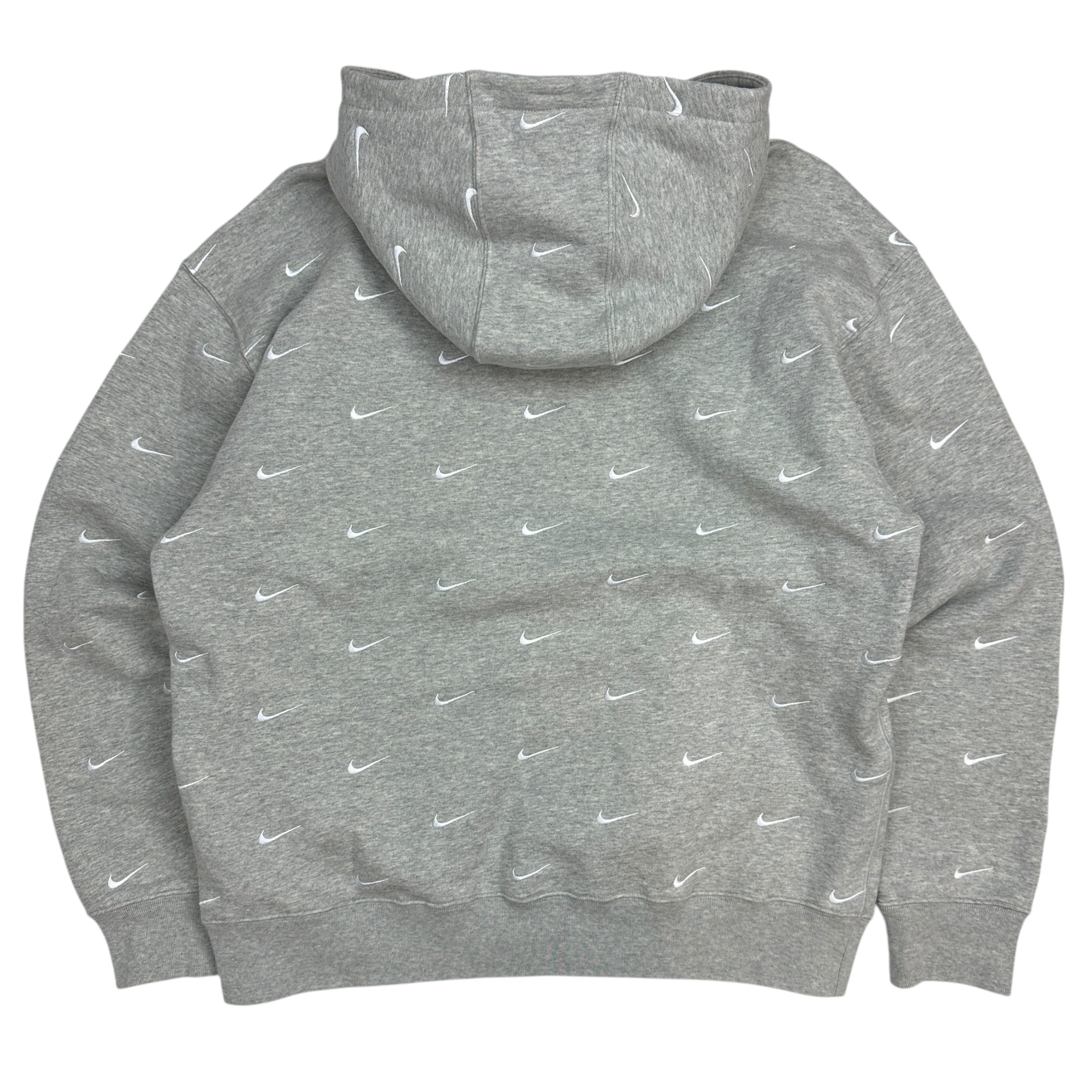 Nike NRG All Over Swoosh Logo Hoodie Grey