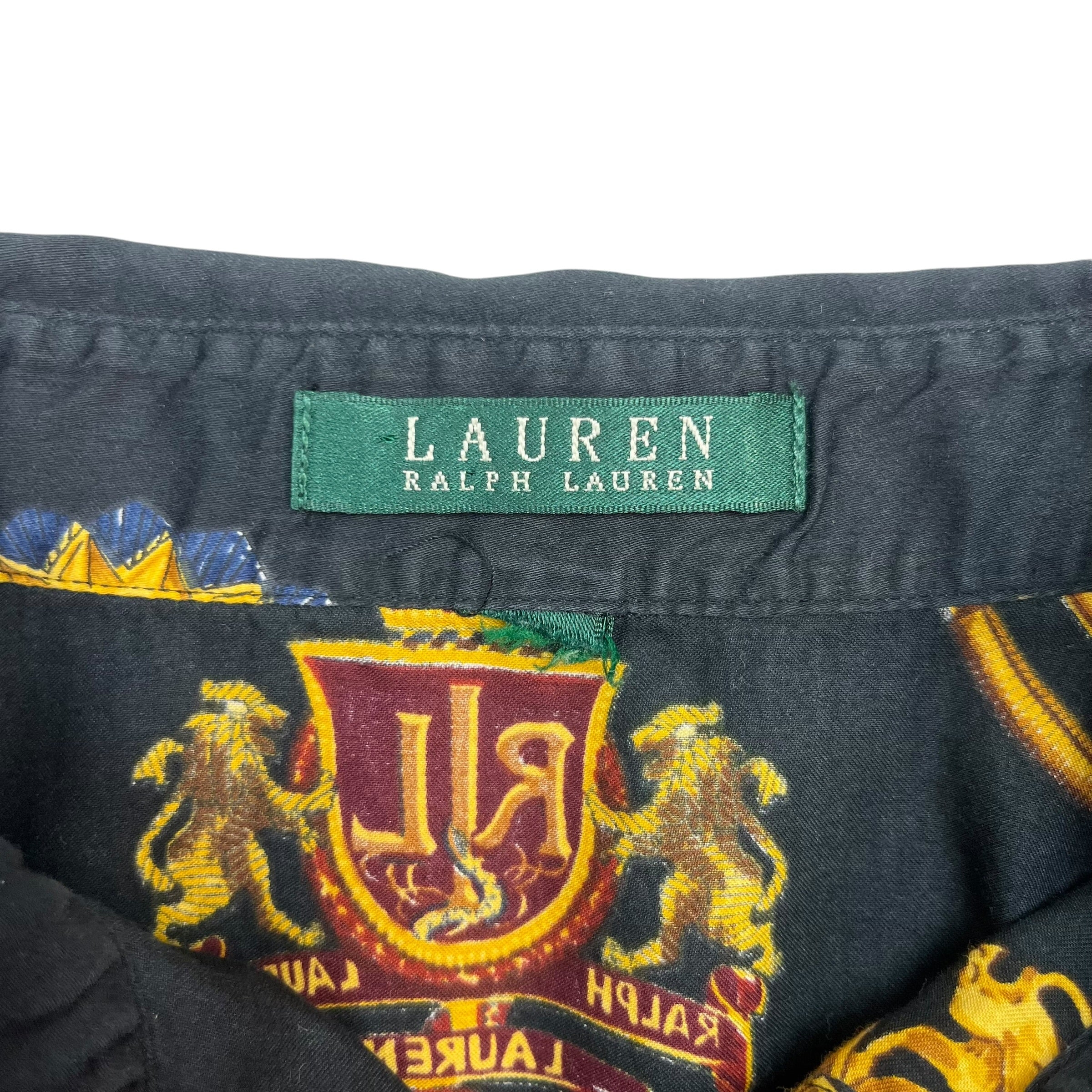 (W) Vintage Lauren Ralph Lauren Crest Button Up Shirt Black