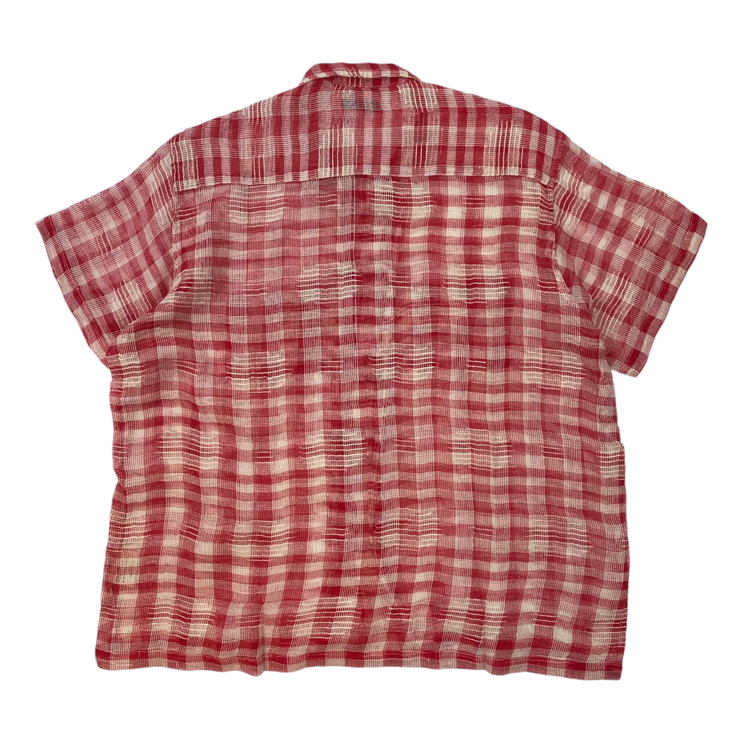 Bode Checkered Button Up Red/White