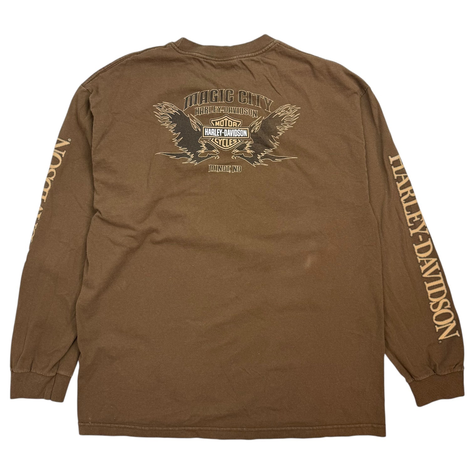 Vintage Harley Davidson Of Minot L/S Tee Brown