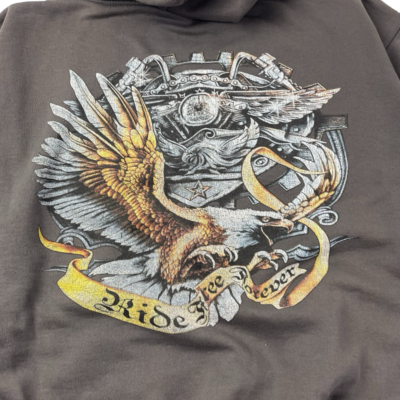 Vintage Ride Free Eagle Flamey Sleever Hoodie